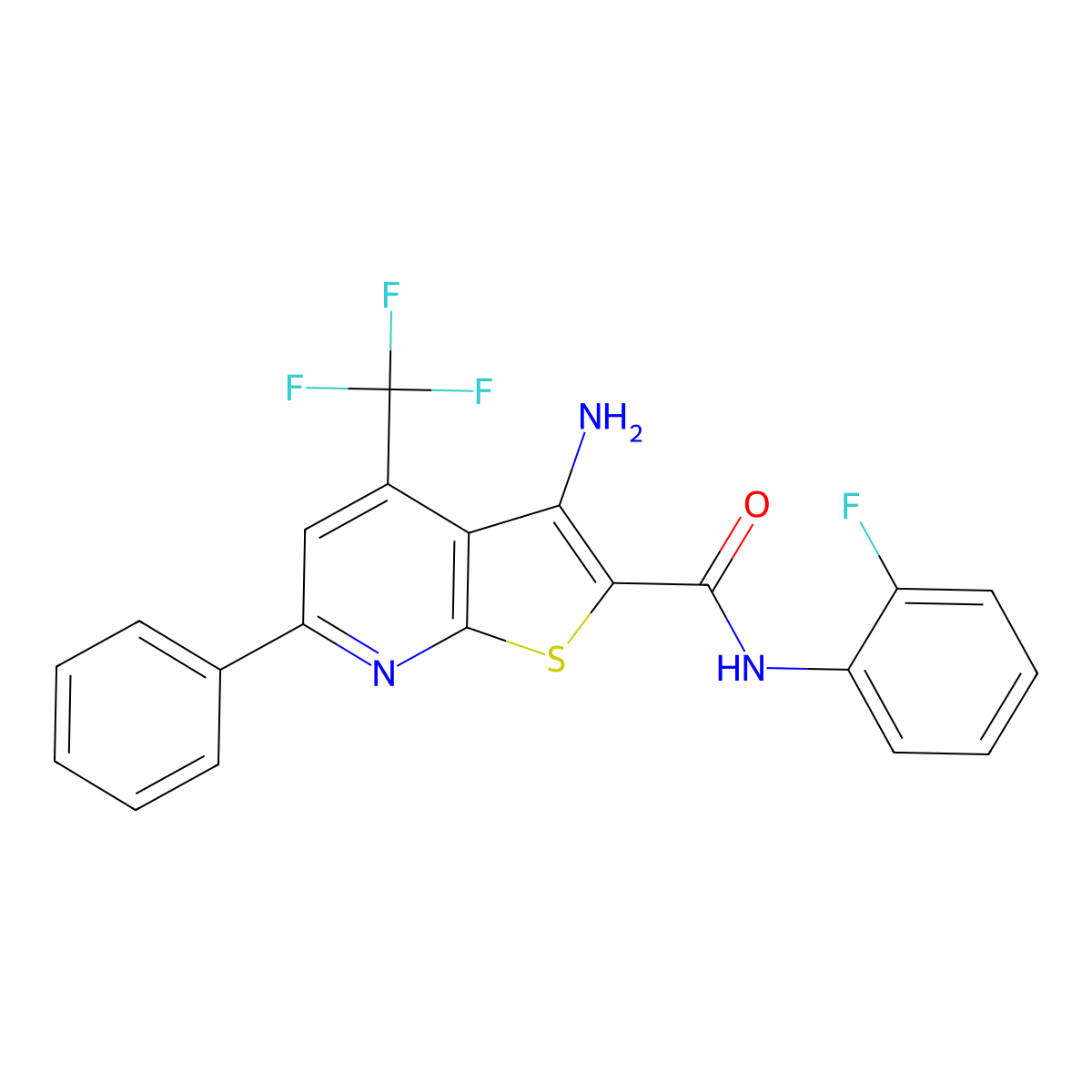 3-Amino-N-(2-F-PH)-6-PH-4-(trifluoromethyl)thieno(2,3-B)pyridine-2-carboxamide molecular structure, CAS 420835-57-0