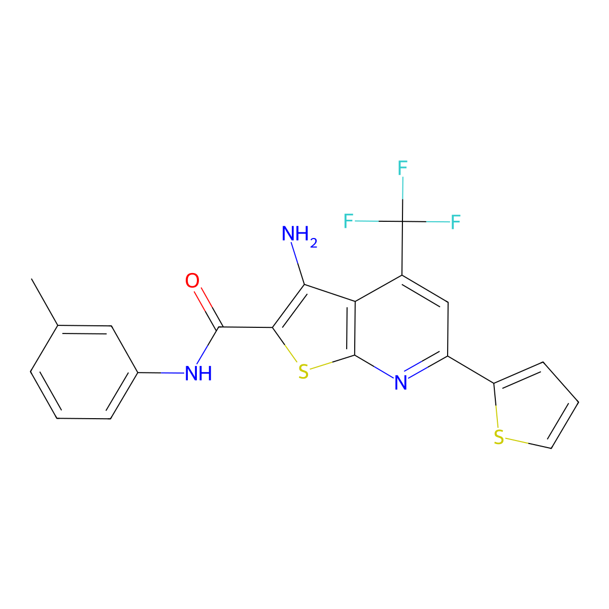 3-Amino-N-(3-methylphenyl)-6-(2-thienyl)-4-(trifluoromethyl)thieno[2,3-B]pyridine-2-carboxamide molecular structure, CAS 420835-59-2