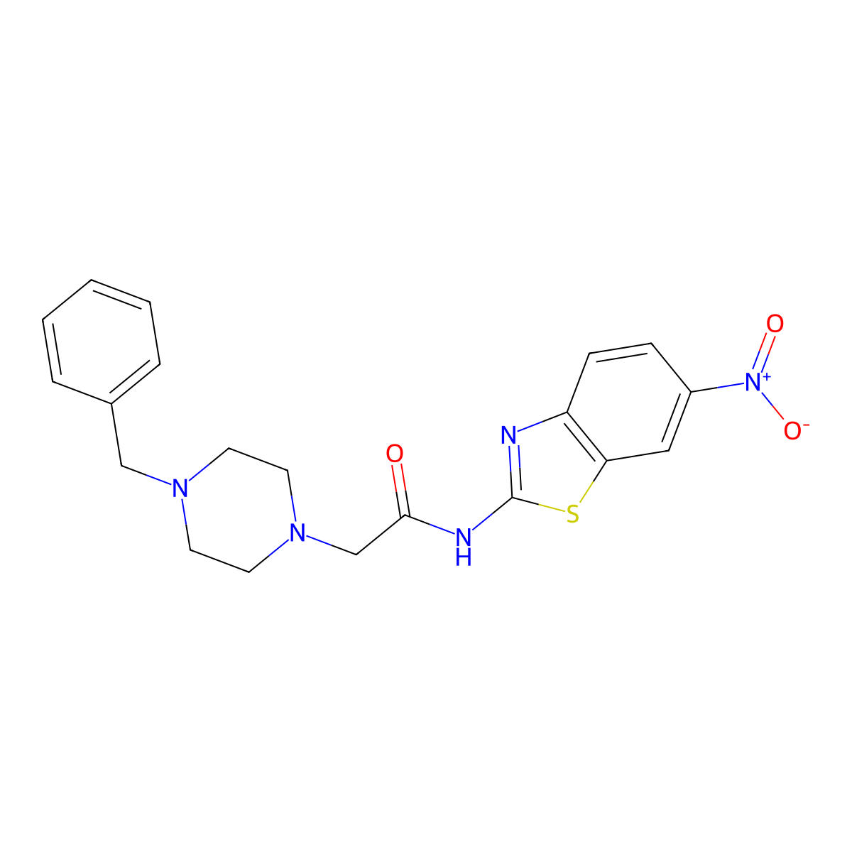 2-(4-benzylpiperazin-1-yl)-N-(6-nitro-1,3-benzothiazol-2-yl)acetamide molecular structure, CAS 420835-62-7