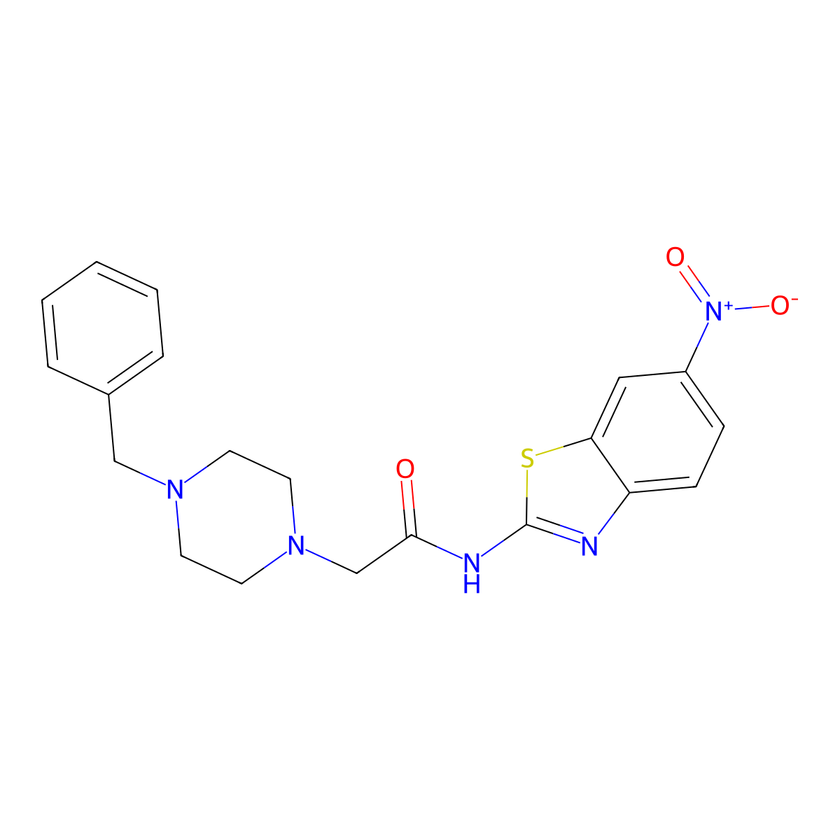 2-(4-benzylpiperazin-1-yl)-N-(6-nitro-1,3-benzothiazol-2-yl)acetamide molecular structure, CAS 420835-62-7