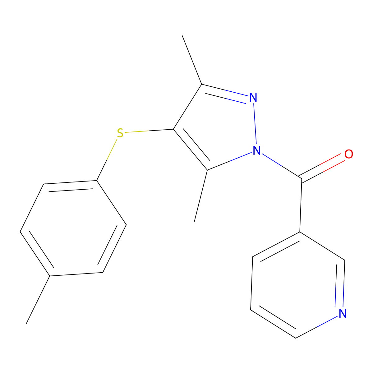 3-({3,5-dimethyl-4-[(4-methylphenyl)thio]-1H-pyrazol-1-yl}carbonyl)pyridine molecular structure, CAS 420840-69-3