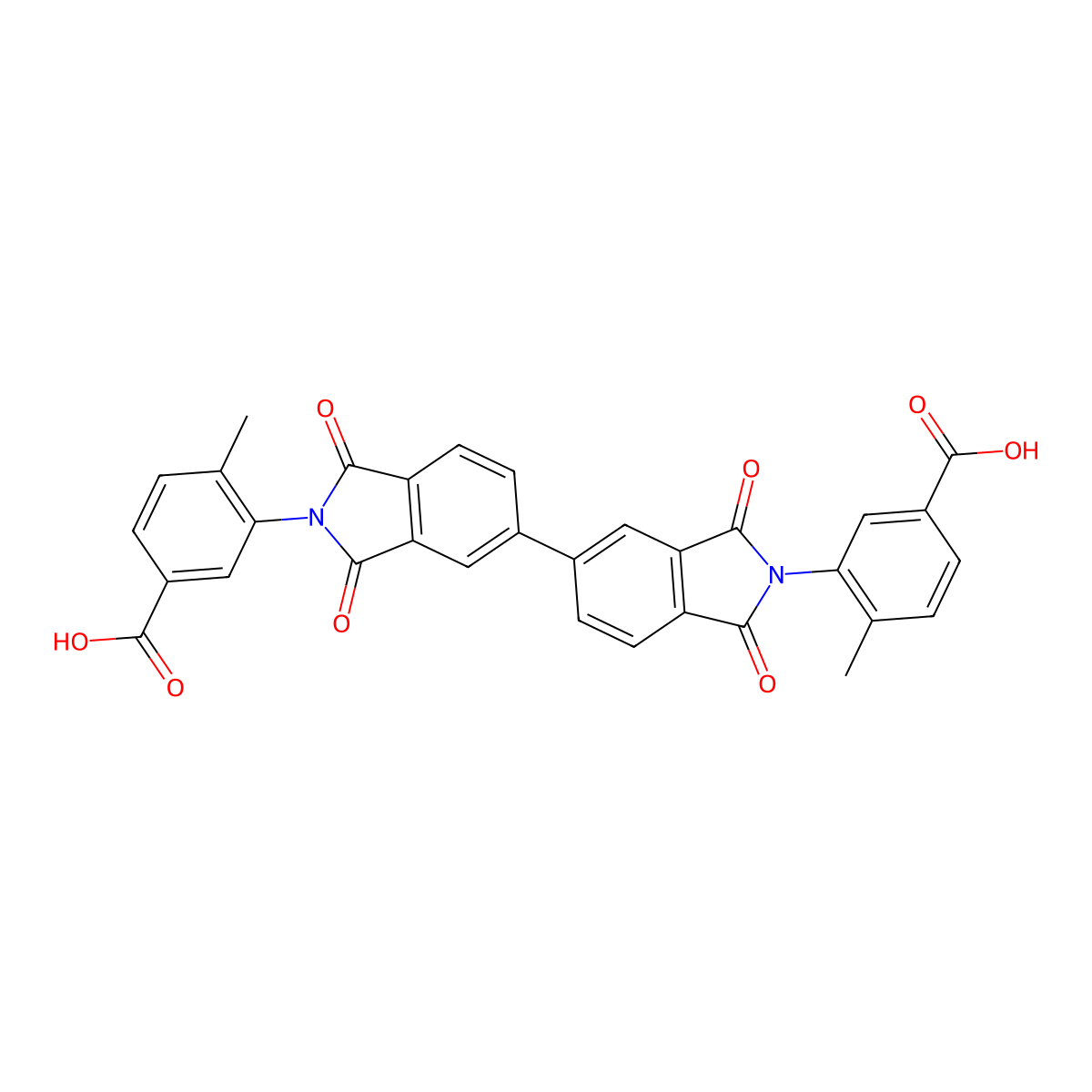 3,3'-(1,1',3,3'-Tetraoxo-[5,5'-biisoindoline]-2,2'-diyl)bis(4-methylbenzoic acid) molecular structure, CAS 420841-29-8