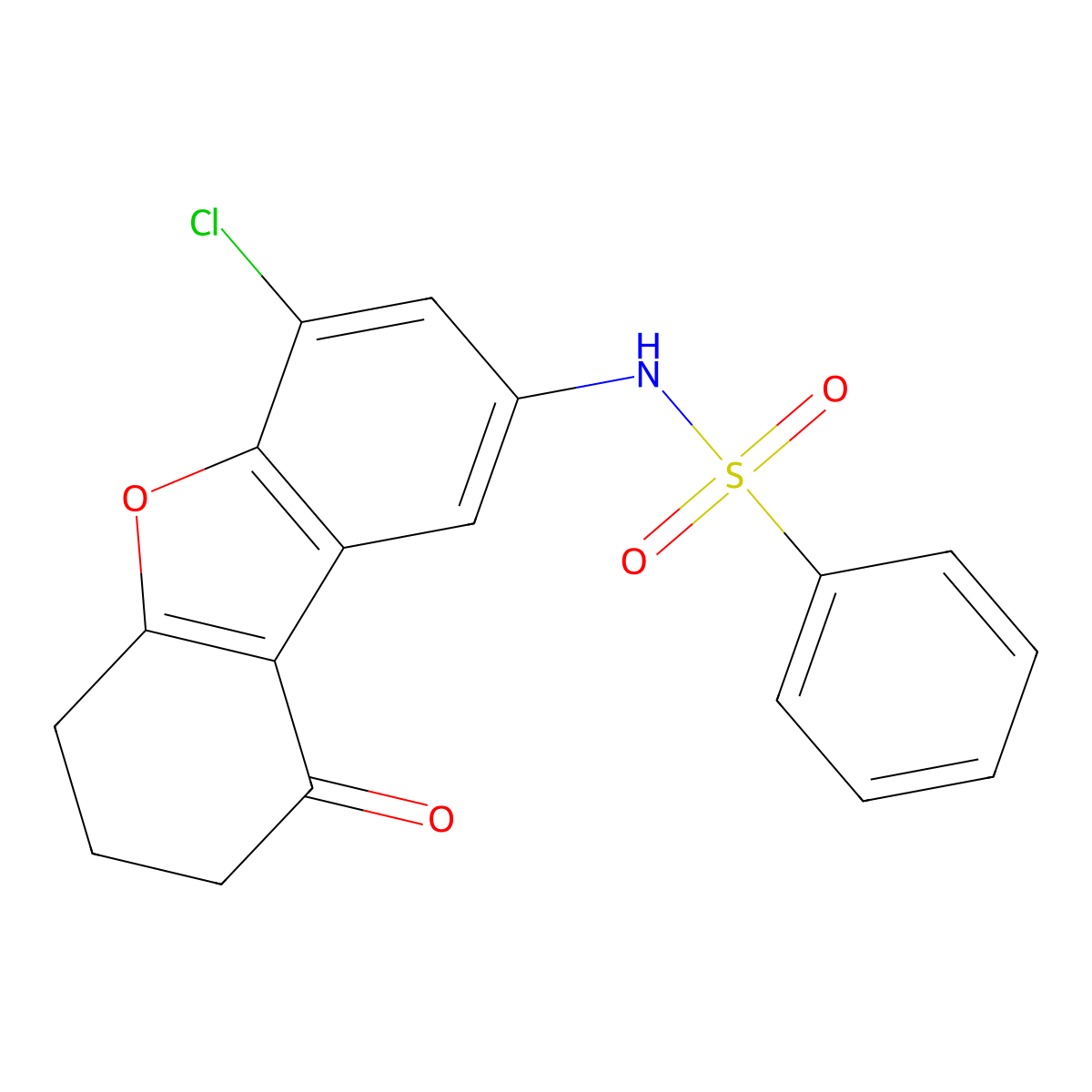 N-(4-chloro-9-oxo-7,8-dihydro-6H-dibenzofuran-2-yl)benzenesulfonamide molecular structure, CAS 420841-43-6
