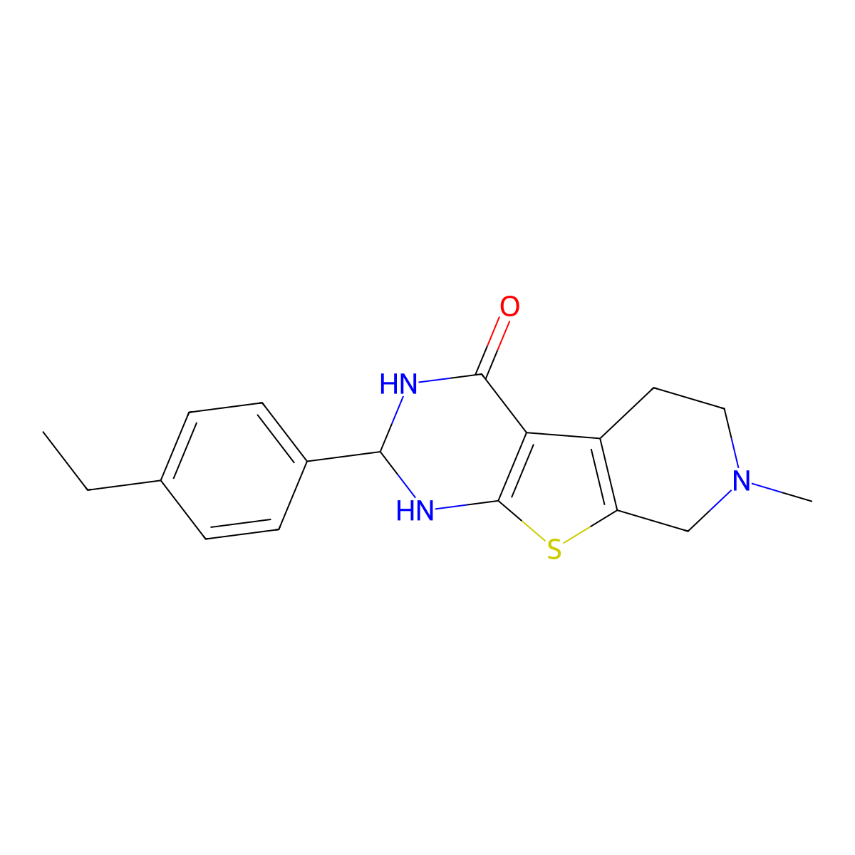 2-(4-Ethylphenyl)-7-methyl-1,2,5,6,7,8-hexahydropyrido[4',3':4,5]thieno[2,3-d]pyrimidin-4-ol molecular structure, CAS 420842-33-7