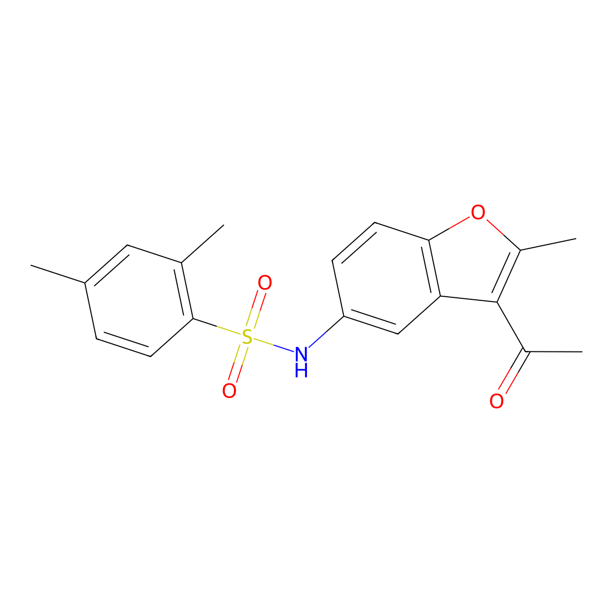 N-(3-acetyl-2-methyl-1-benzofuran-5-yl)-2,4-dimethylbenzenesulfonamide molecular structure, CAS 420842-52-0
