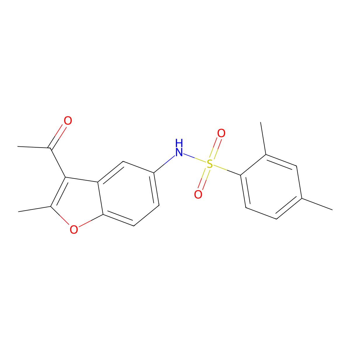 N-(3-acetyl-2-methyl-1-benzofuran-5-yl)-2,4-dimethylbenzenesulfonamide molecular structure, CAS 420842-52-0
