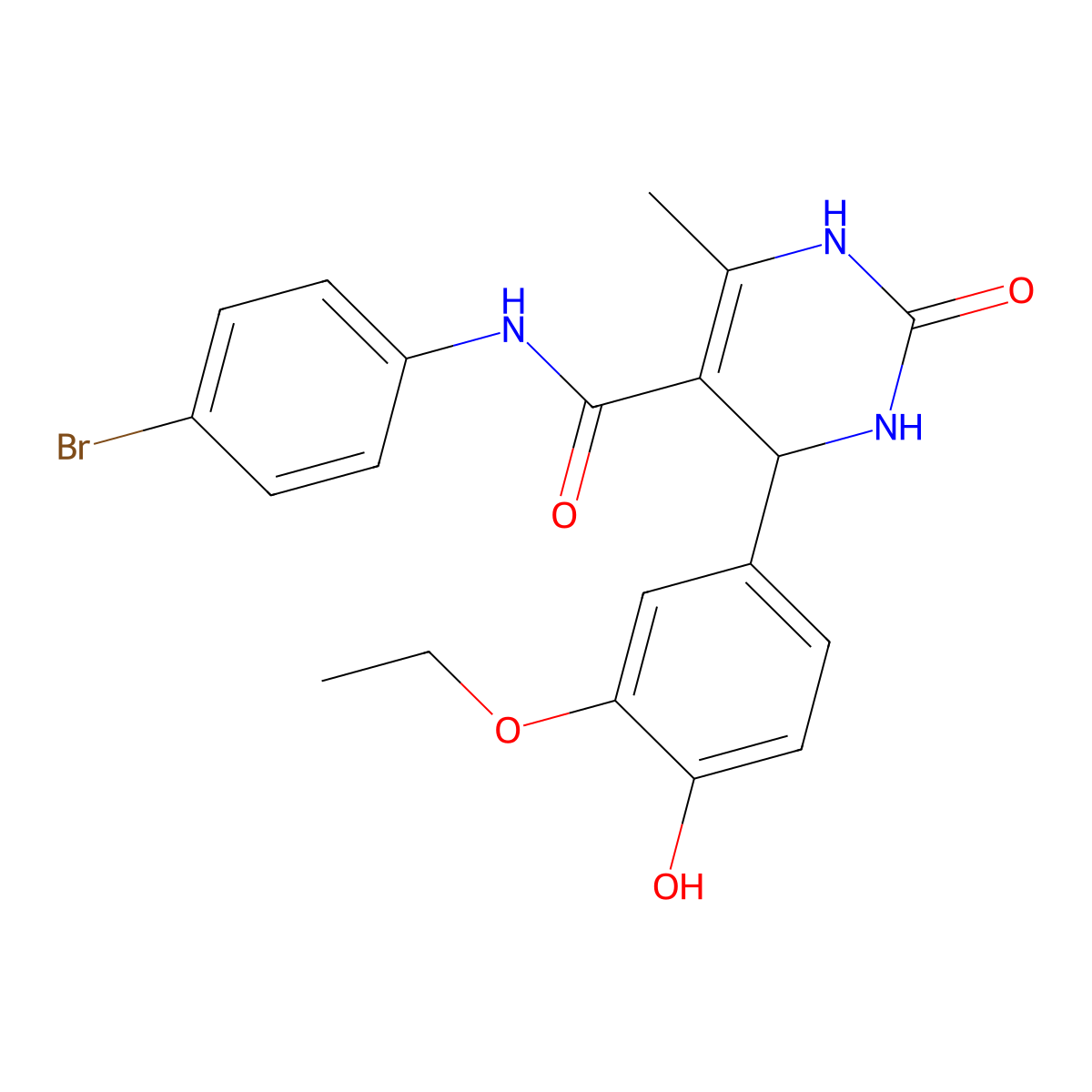 N-(4-bromophenyl)-4-(3-ethoxy-4-hydroxyphenyl)-6-methyl-2-oxo-1,2,3,4-tetrahydropyrimidine-5-carboxamide molecular structure, CAS 420843-61-4