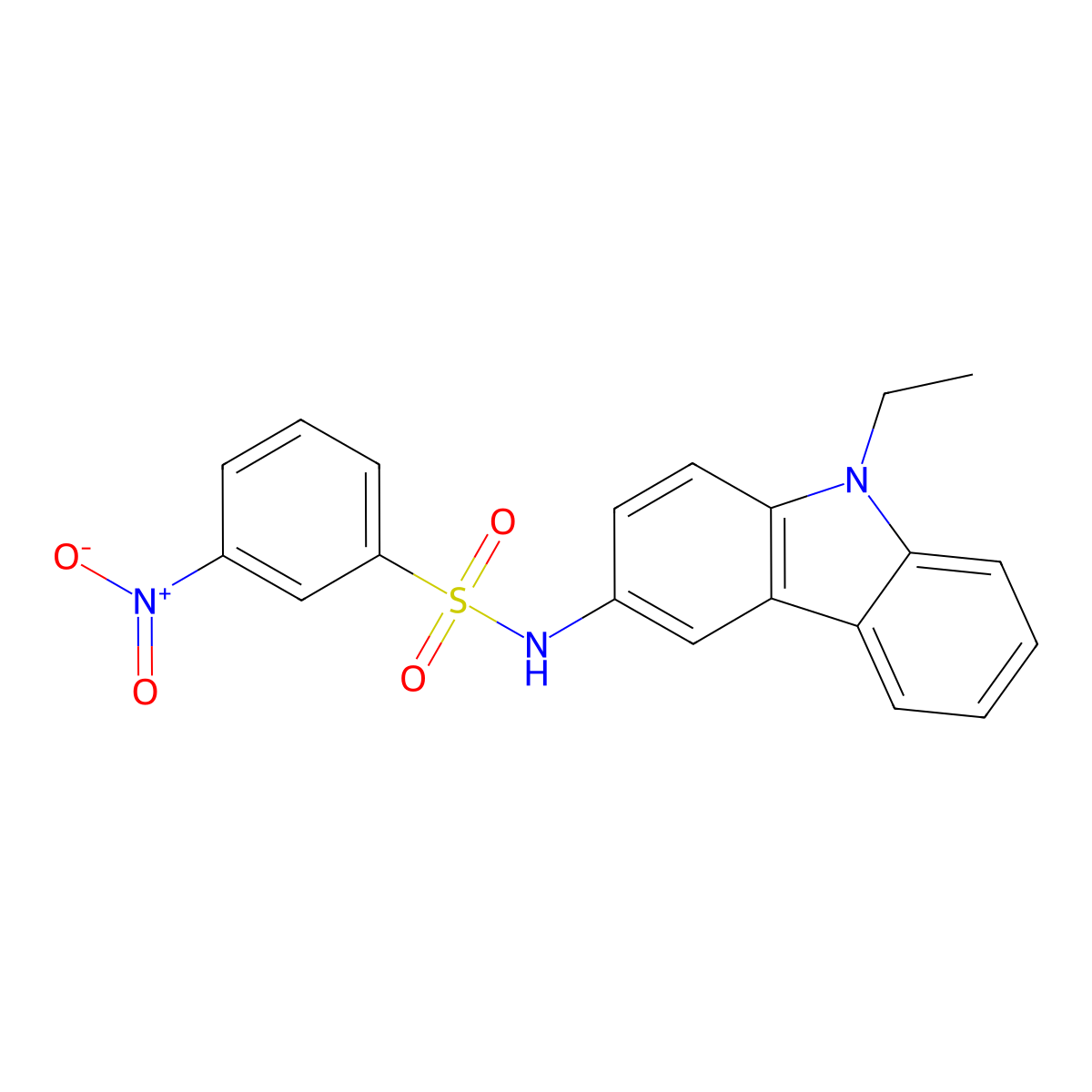 N-(9-ethylcarbazol-3-yl)-3-nitrobenzenesulfonamide molecular structure, CAS 420843-79-4