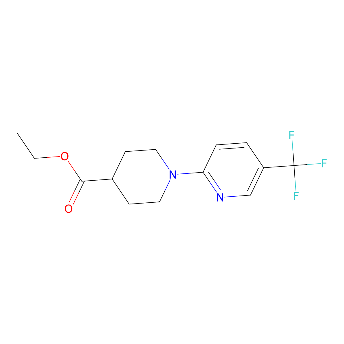 Ethyl 1-(5-(trifluoromethyl)pyridin-2-yl)piperidine-4-carboxylate molecular structure, CAS 420844-59-3