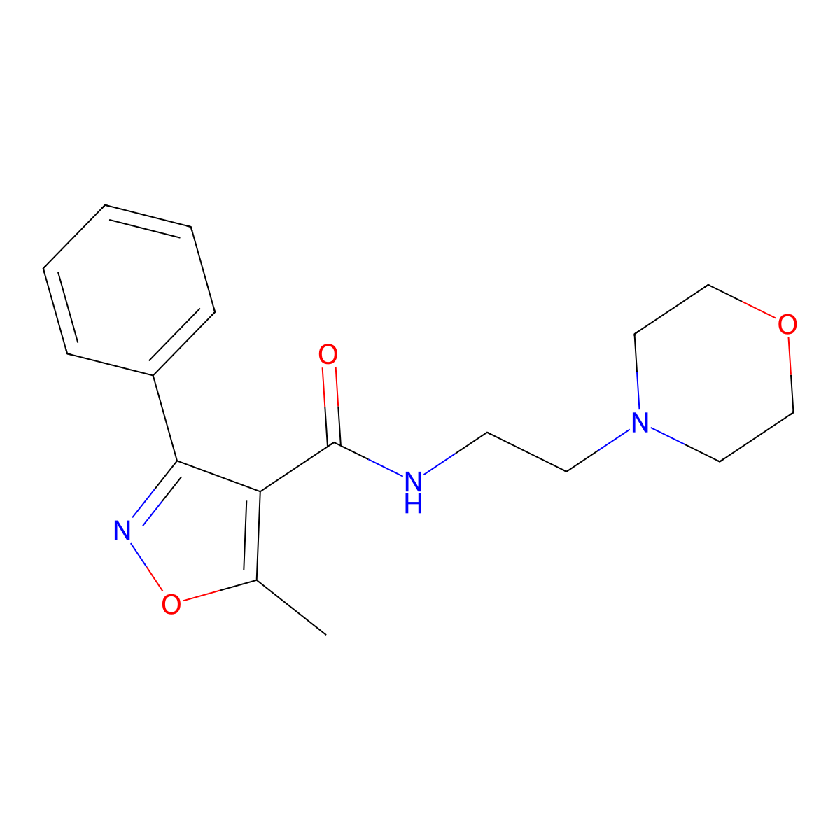 5-methyl-N-[2-(morpholin-4-yl)ethyl]-3-phenyl-1,2-oxazole-4-carboxamide molecular structure, CAS 420844-75-3