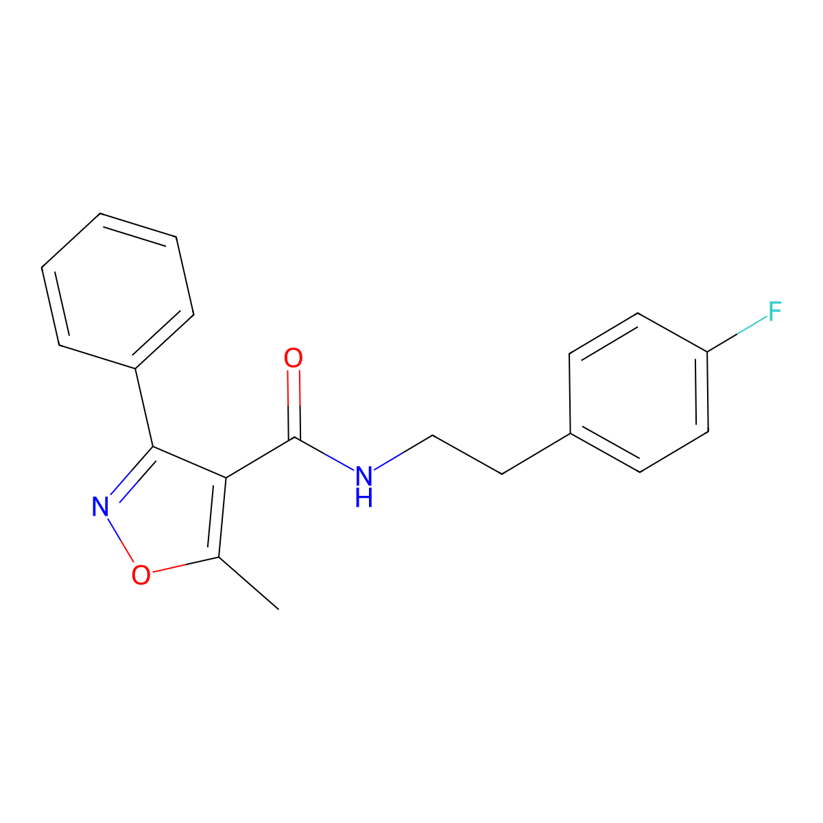 N-[2-(4-fluorophenyl)ethyl]-5-methyl-3-phenyl-1,2-oxazole-4-carboxamide molecular structure, CAS 420844-78-6