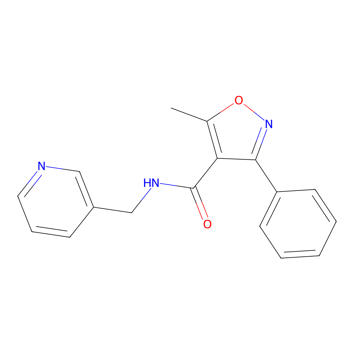5-methyl-3-phenyl-N-(pyridin-3-ylmethyl)-1,2-oxazole-4-carboxamide molecular structure, CAS 420844-81-1