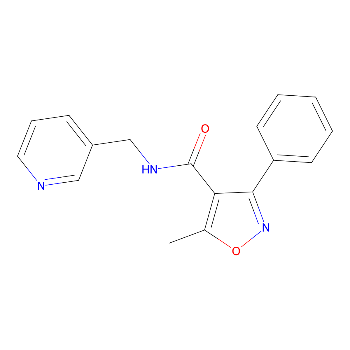 5-methyl-3-phenyl-N-(pyridin-3-ylmethyl)-1,2-oxazole-4-carboxamide molecular structure, CAS 420844-81-1