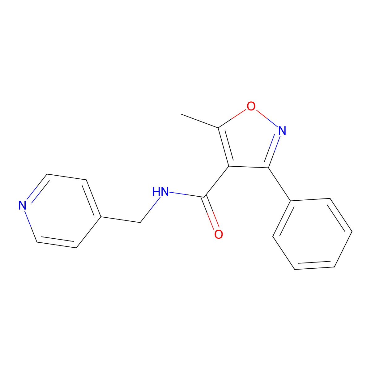 5-methyl-3-phenyl-N-(pyridin-4-ylmethyl)-1,2-oxazole-4-carboxamide molecular structure, CAS 420844-82-2