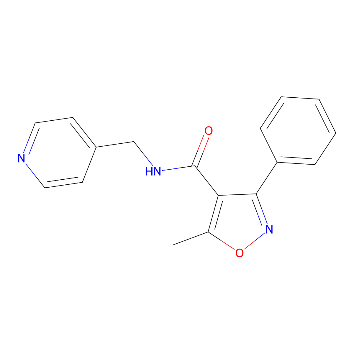 5-methyl-3-phenyl-N-(pyridin-4-ylmethyl)-1,2-oxazole-4-carboxamide molecular structure, CAS 420844-82-2