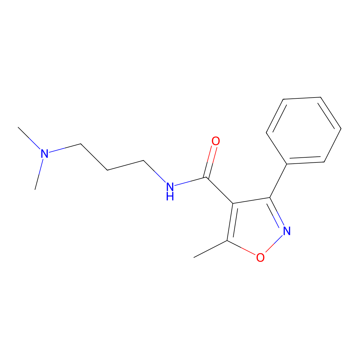 N-[3-(dimethylamino)propyl]-5-methyl-3-phenyl-1,2-oxazole-4-carboxamide molecular structure, CAS 420844-83-3