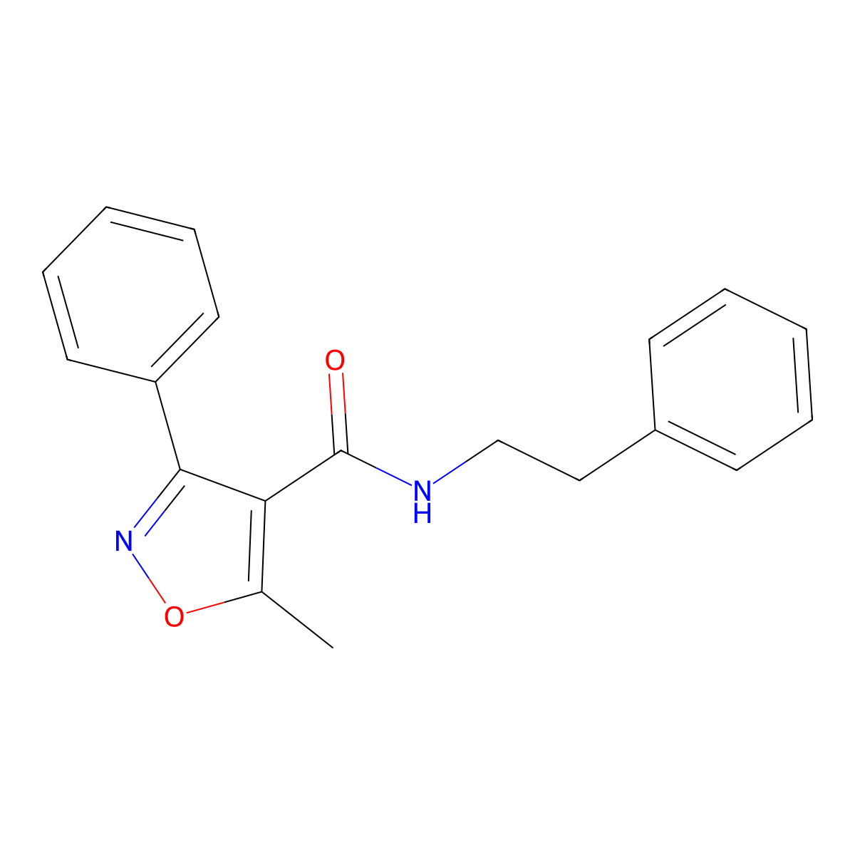 5-methyl-3-phenyl-N-(2-phenylethyl)-1,2-oxazole-4-carboxamide molecular structure, CAS 420844-84-4
