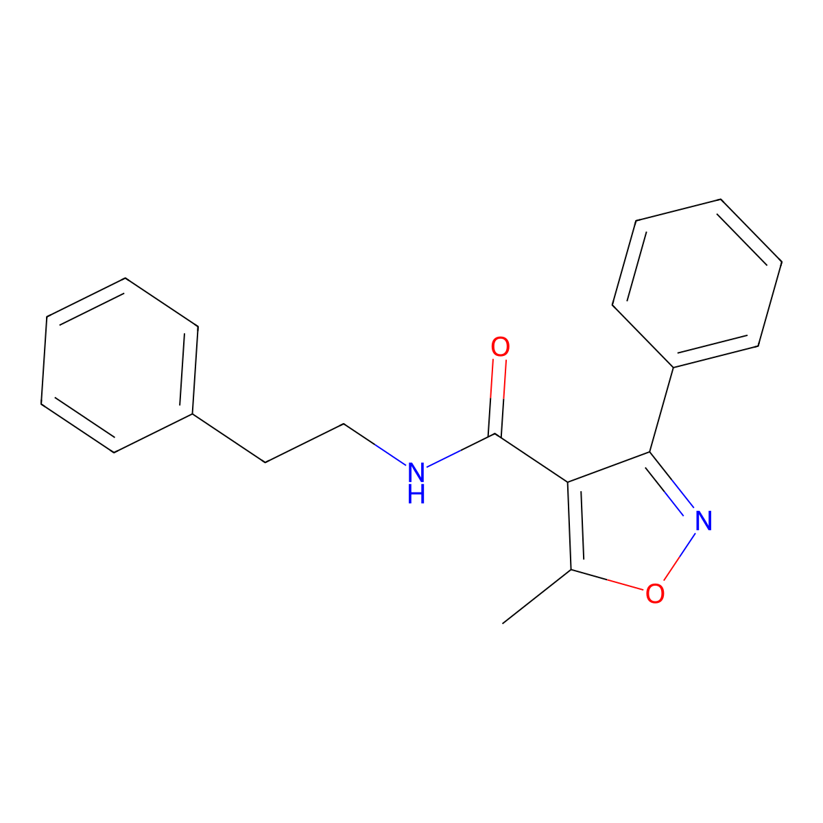 5-methyl-3-phenyl-N-(2-phenylethyl)-1,2-oxazole-4-carboxamide molecular structure, CAS 420844-84-4