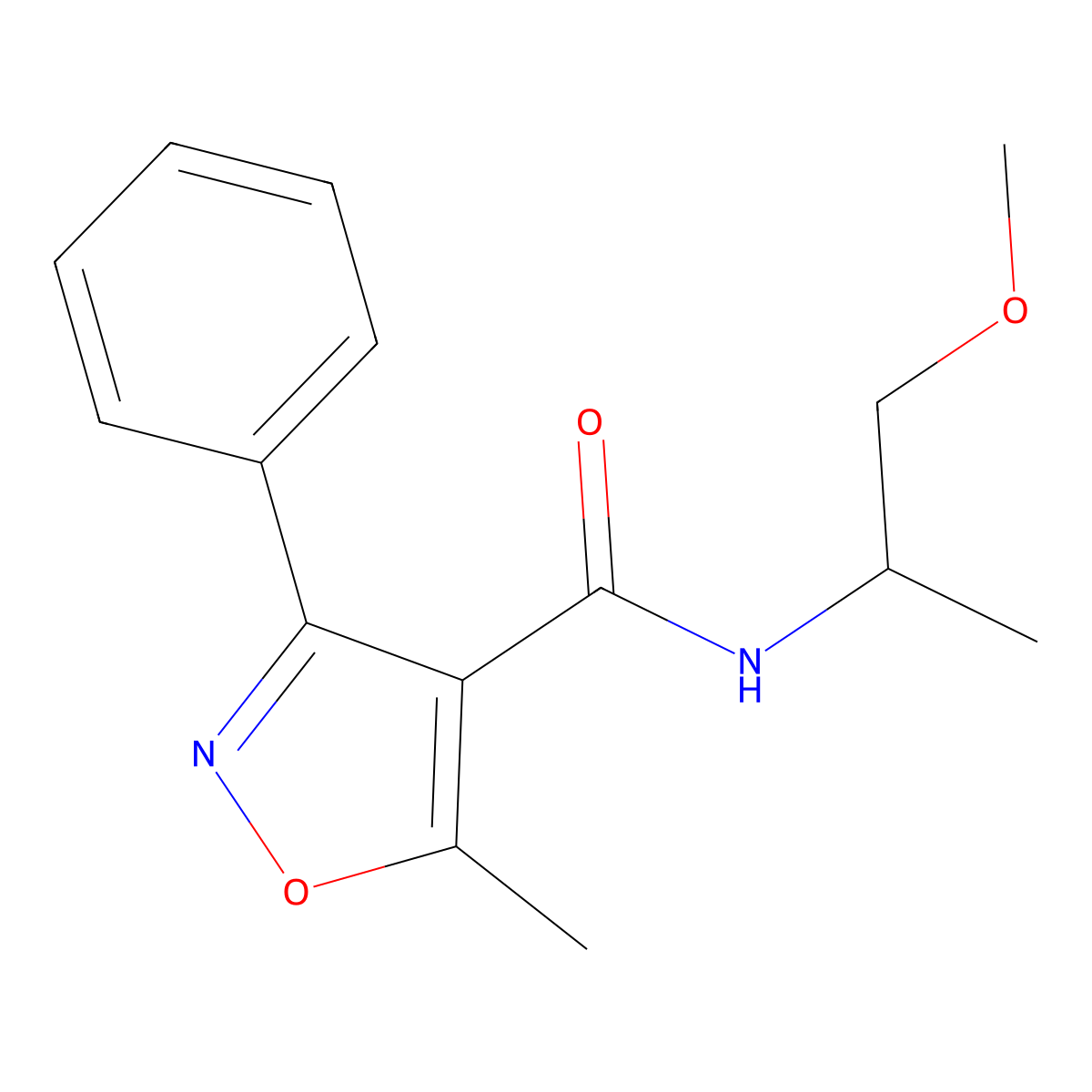 N-(1-methoxypropan-2-yl)-5-methyl-3-phenyl-1,2-oxazole-4-carboxamide molecular structure, CAS 420844-86-6