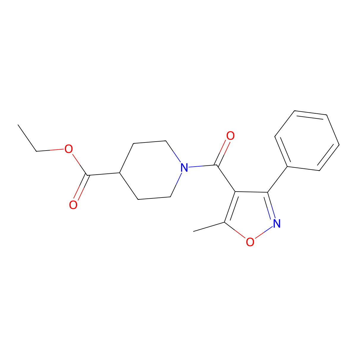 Ethyl 1-(5-methyl-3-phenyl-1,2-oxazole-4-carbonyl)piperidine-4-carboxylate molecular structure, CAS 420844-88-8