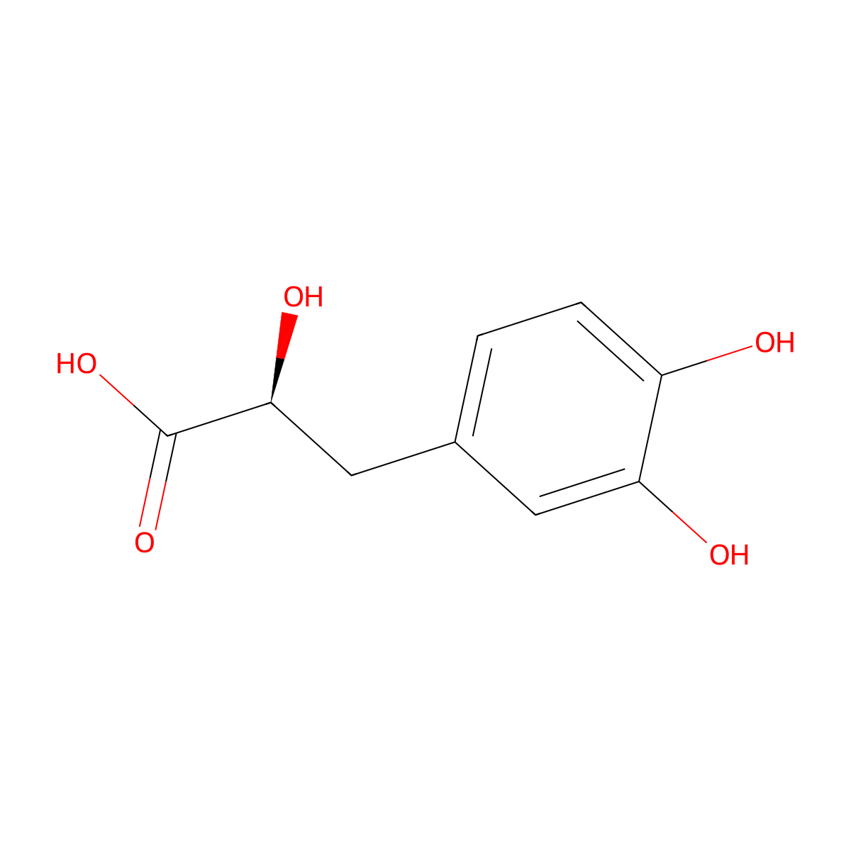 Benzenepropanoic acid, alpha,3,4-trihydroxy-, (aS)- molecular structure, CAS 42085-50-7