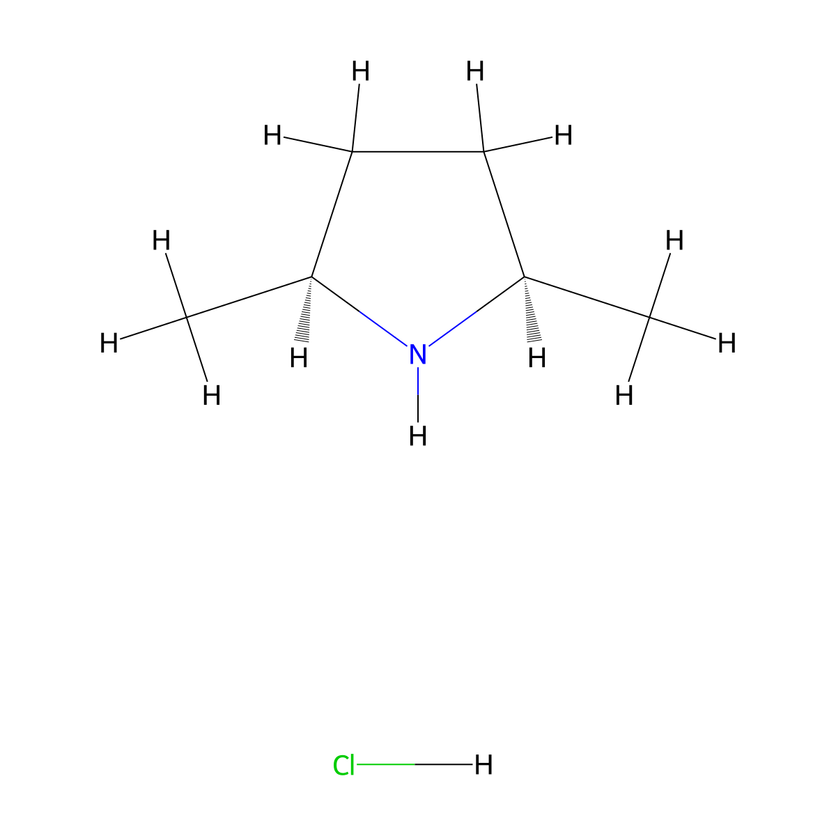 rac-(2R,5S)-2,5-dimethylpyrrolidine hydrochloride molecular structure, CAS 4209-65-8