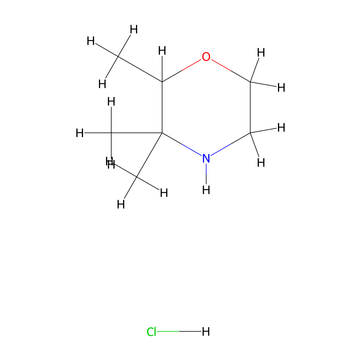 2,3,3-Trimethylmorpholine hydrochloride molecular structure, CAS 4209-94-3