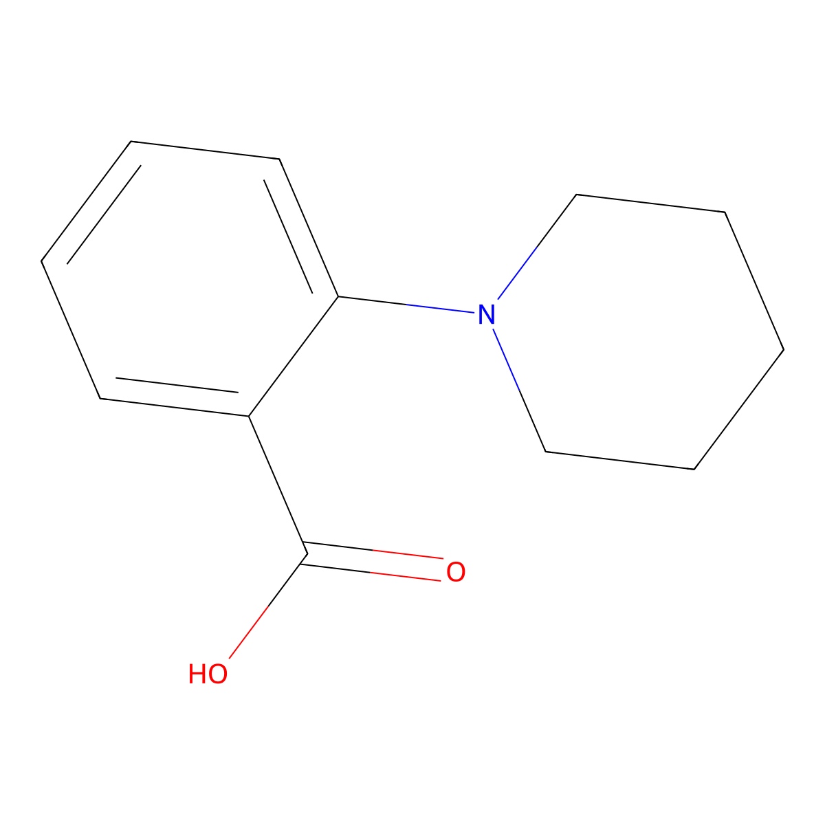 2-(Piperidin-1-yl)benzoic acid molecular structure, CAS 42093-97-0