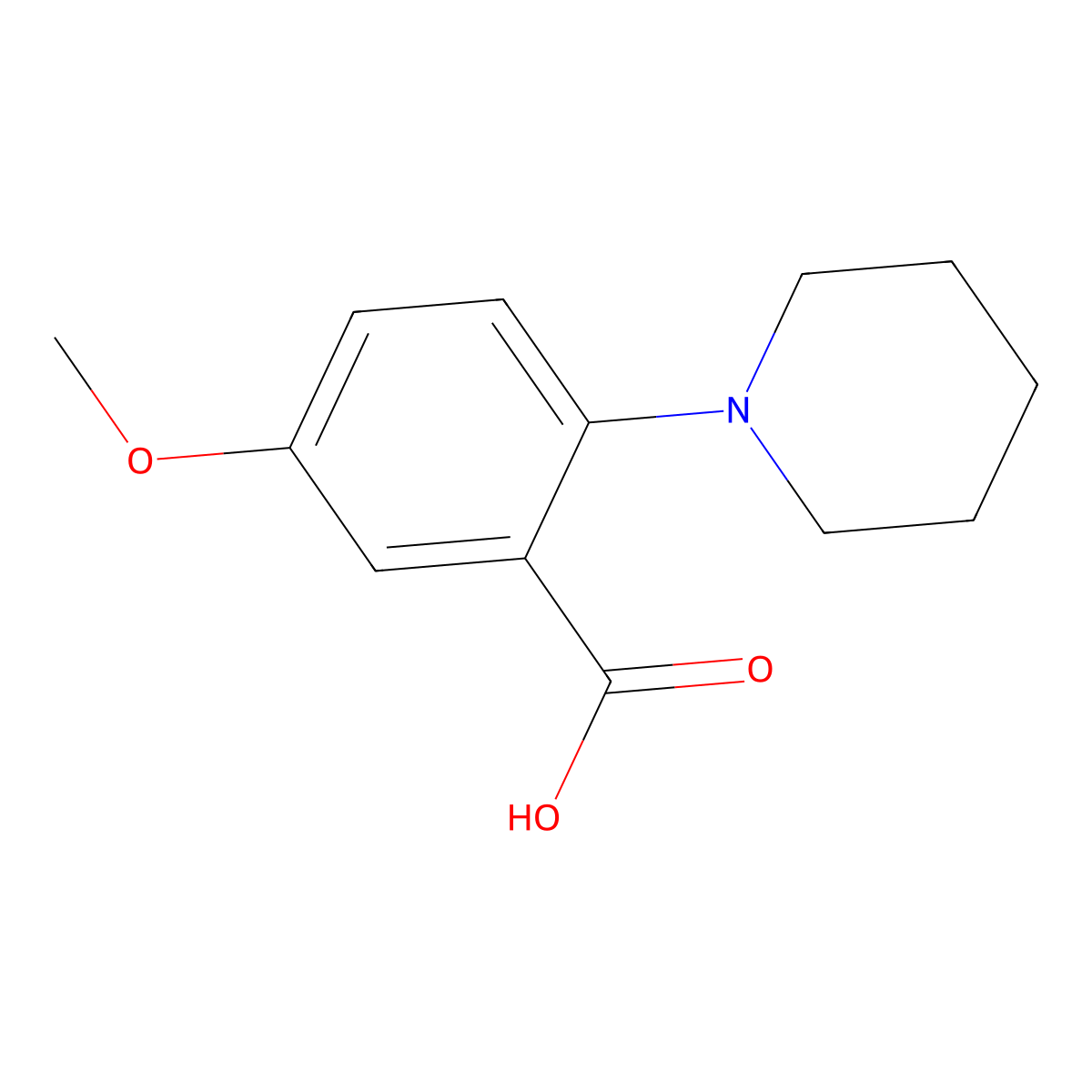 5-Methoxy-2-(piperidin-1-yl)benzoic acid molecular structure, CAS 42095-52-3