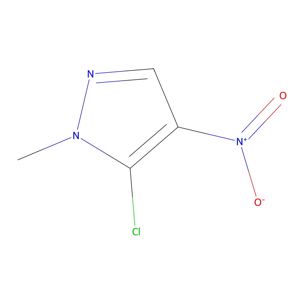 5-chloro-1-methyl-4-nitro-1H-pyrazole molecular structure, CAS 42098-25-9