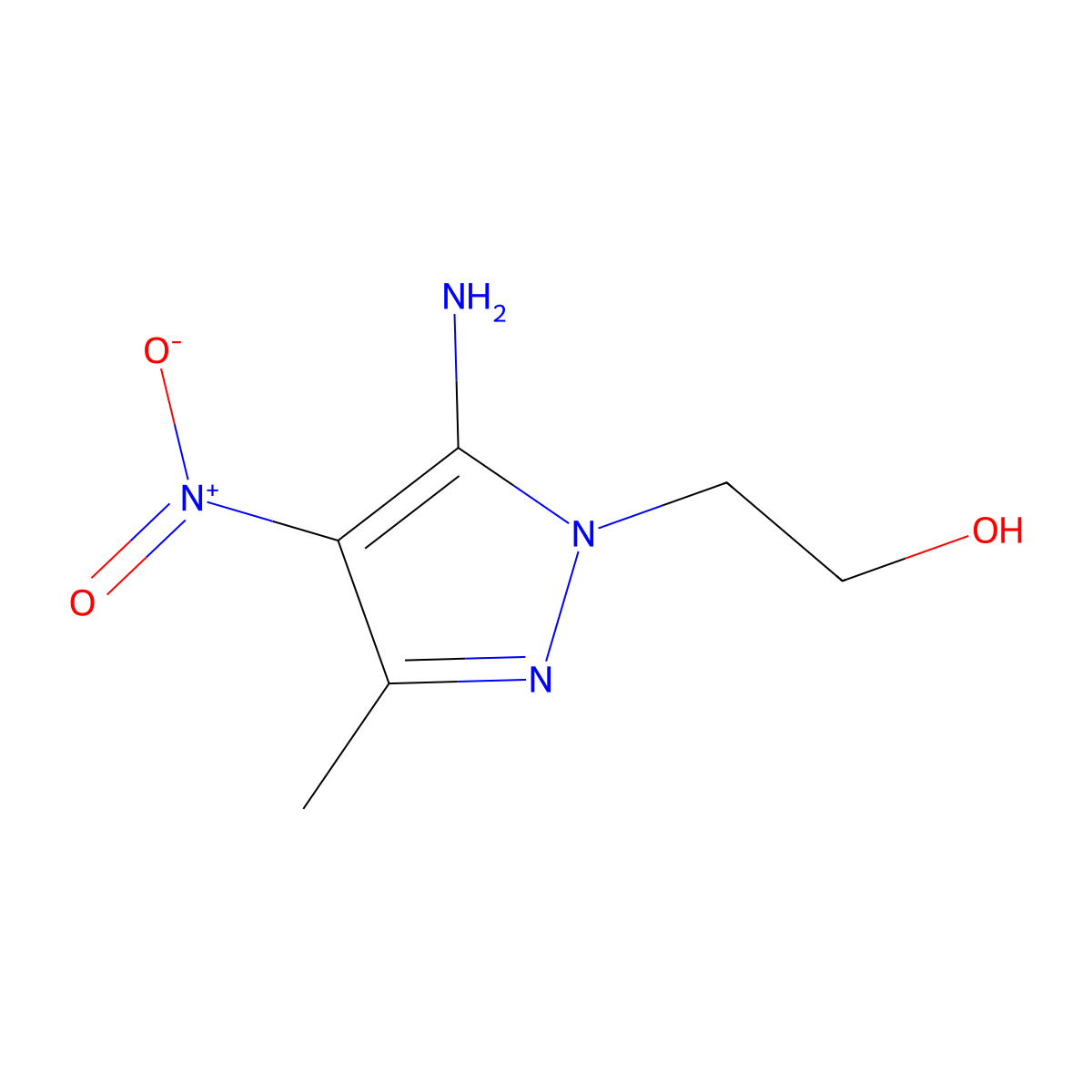 2-(5-amino-3-methyl-4-nitro-1H-pyrazol-1-yl)ethan-1-ol molecular structure, CAS 42098-29-3