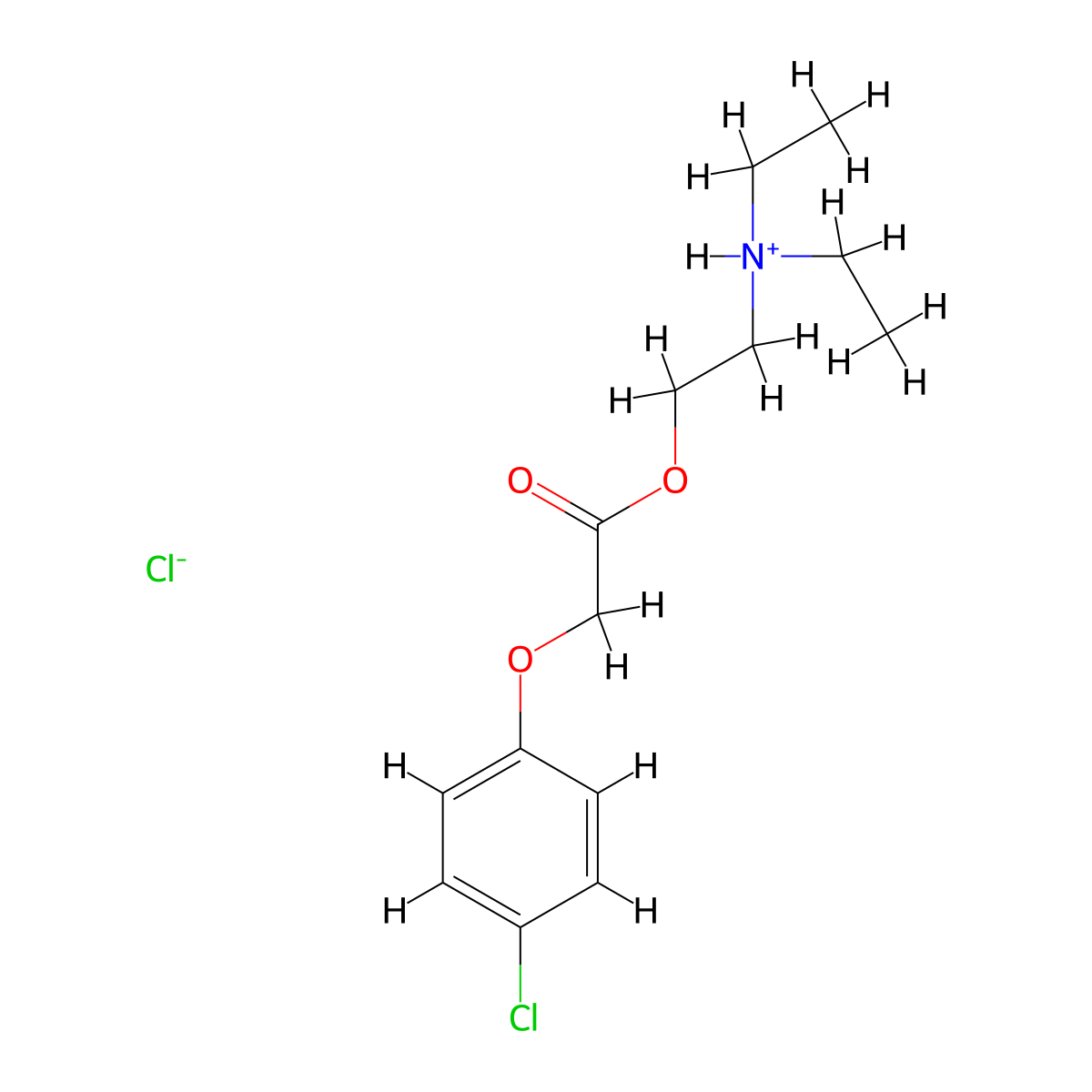 2-(Diethylamino)ethyl (4-chlorophenoxy)acetate--hydrogen chloride (1/1) molecular structure, CAS 4210-74-6