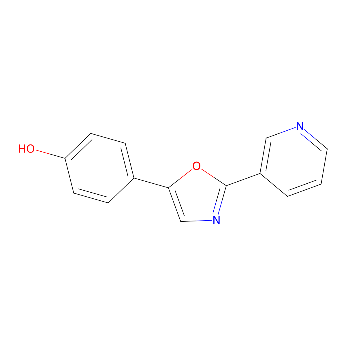 4-(2-(3-Pyridinyl)-5-oxazolyl)phenol molecular structure, CAS 4210-82-6