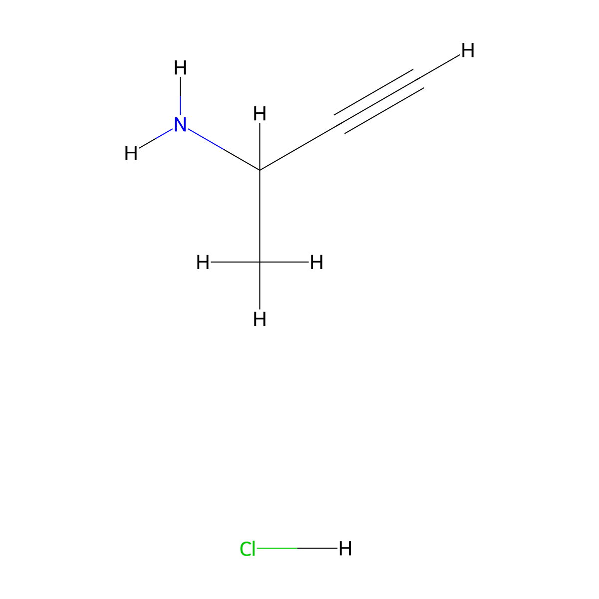 But-3-yn-2-amine hydrochloride molecular structure, CAS 42105-26-0