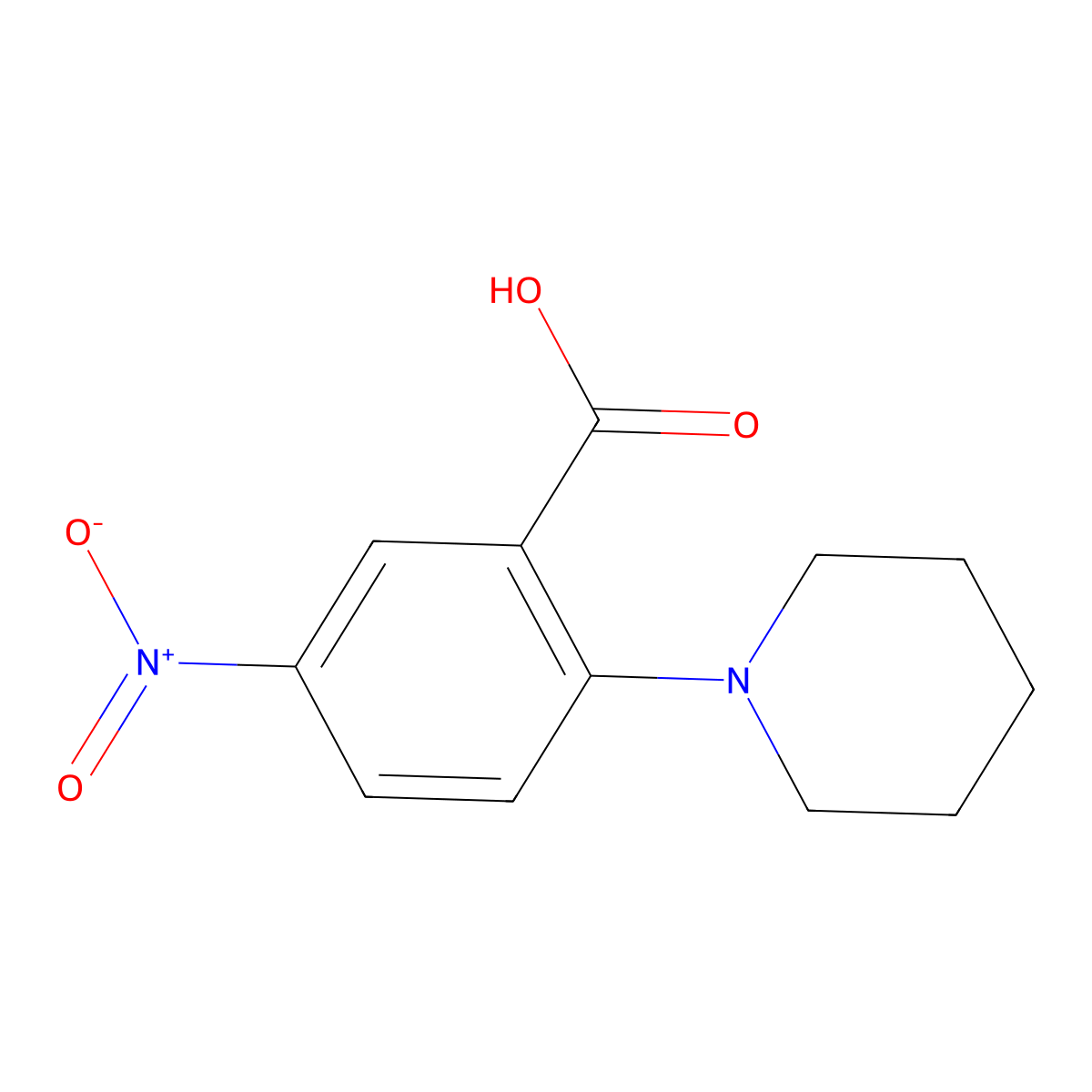 5-Nitro-2-(piperidin-1-yl)benzoic acid molecular structure, CAS 42106-50-3