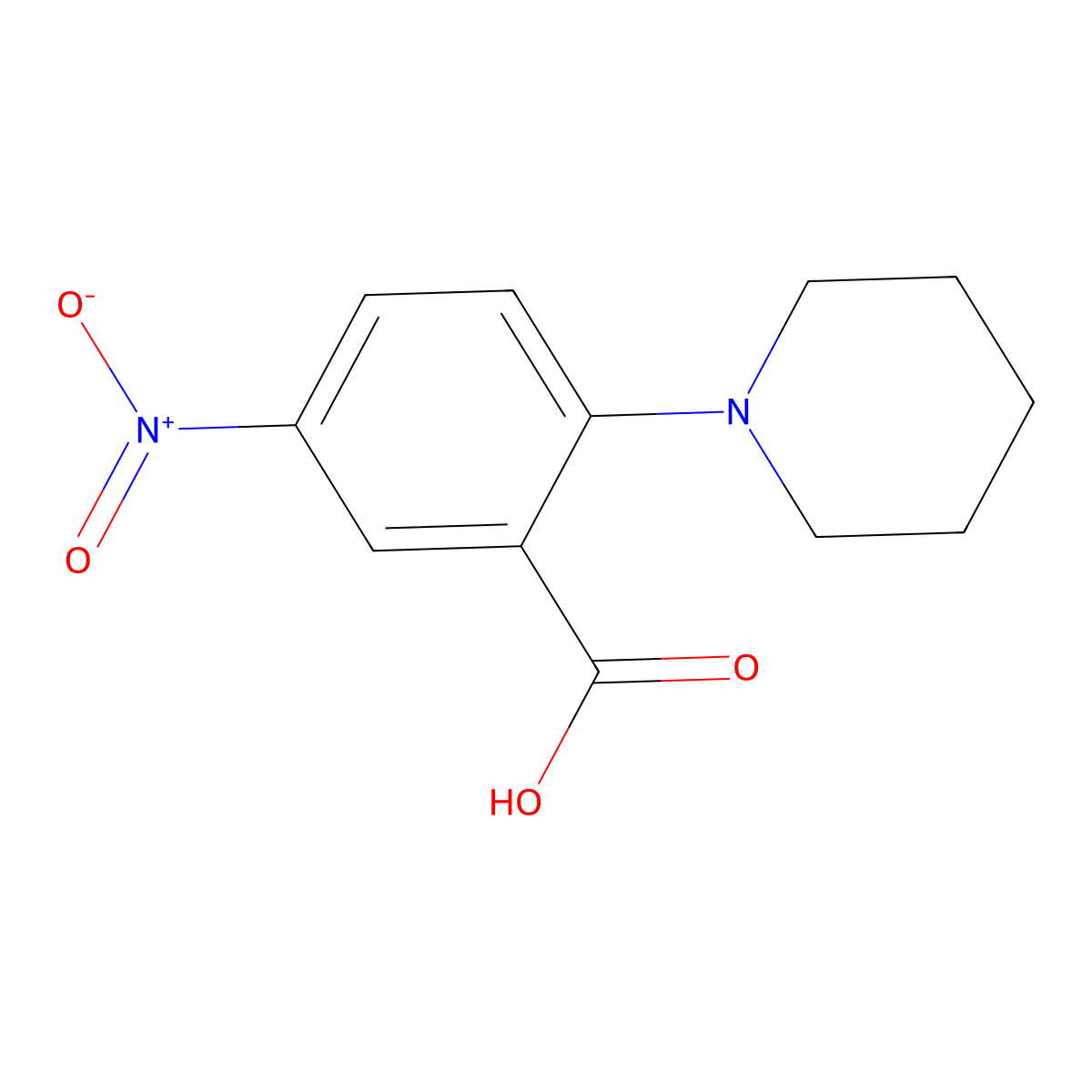 5-Nitro-2-(piperidin-1-yl)benzoic acid molecular structure, CAS 42106-50-3
