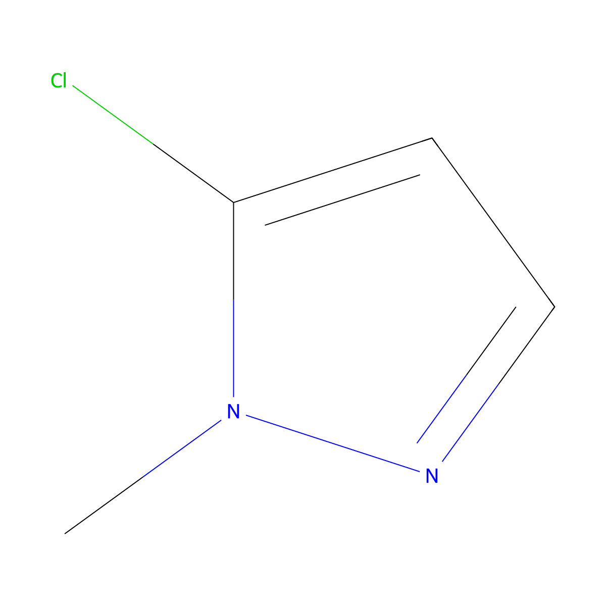 5-chloro-1-methyl-1H-pyrazole molecular structure, CAS 42110-76-9