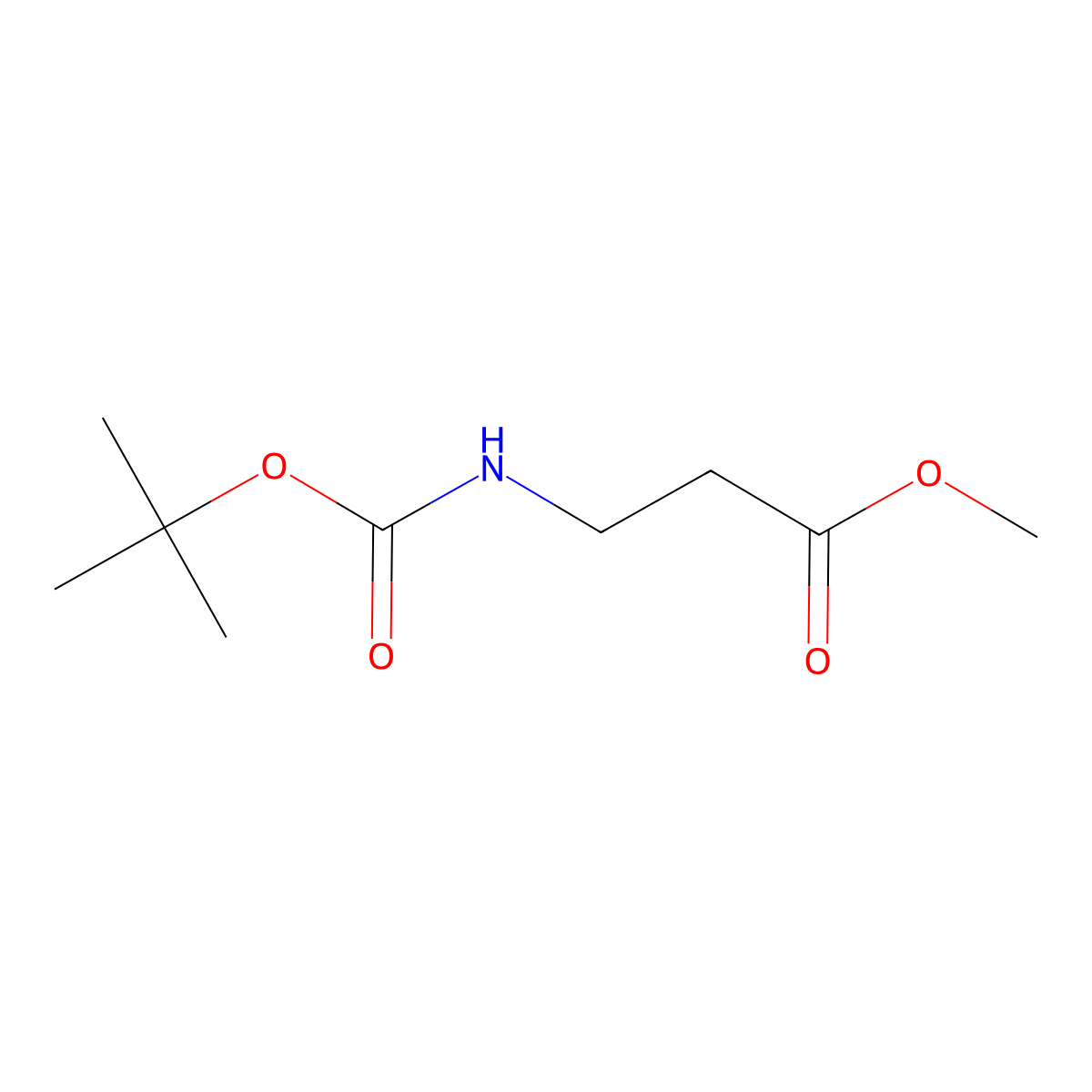 Methyl 3-(((tert-butoxy)carbonyl)amino)propanoate molecular structure, CAS 42116-55-2