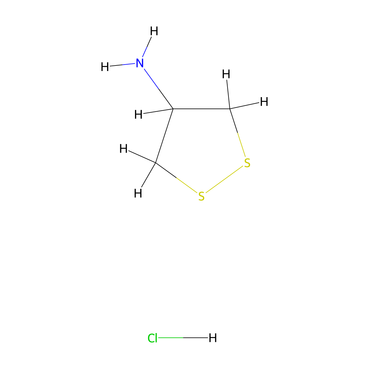 1,2-Dithiolan-4-amine hydrochloride molecular structure, CAS 4212-02-6