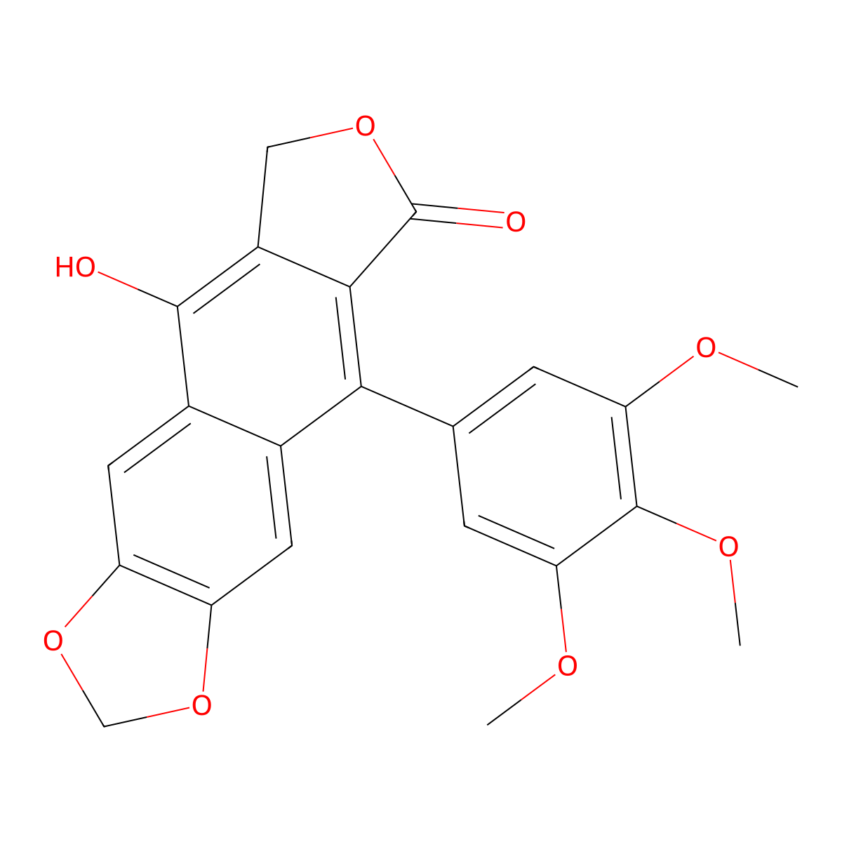 Dehydropodophyllotoxin molecular structure, CAS 42123-27-3