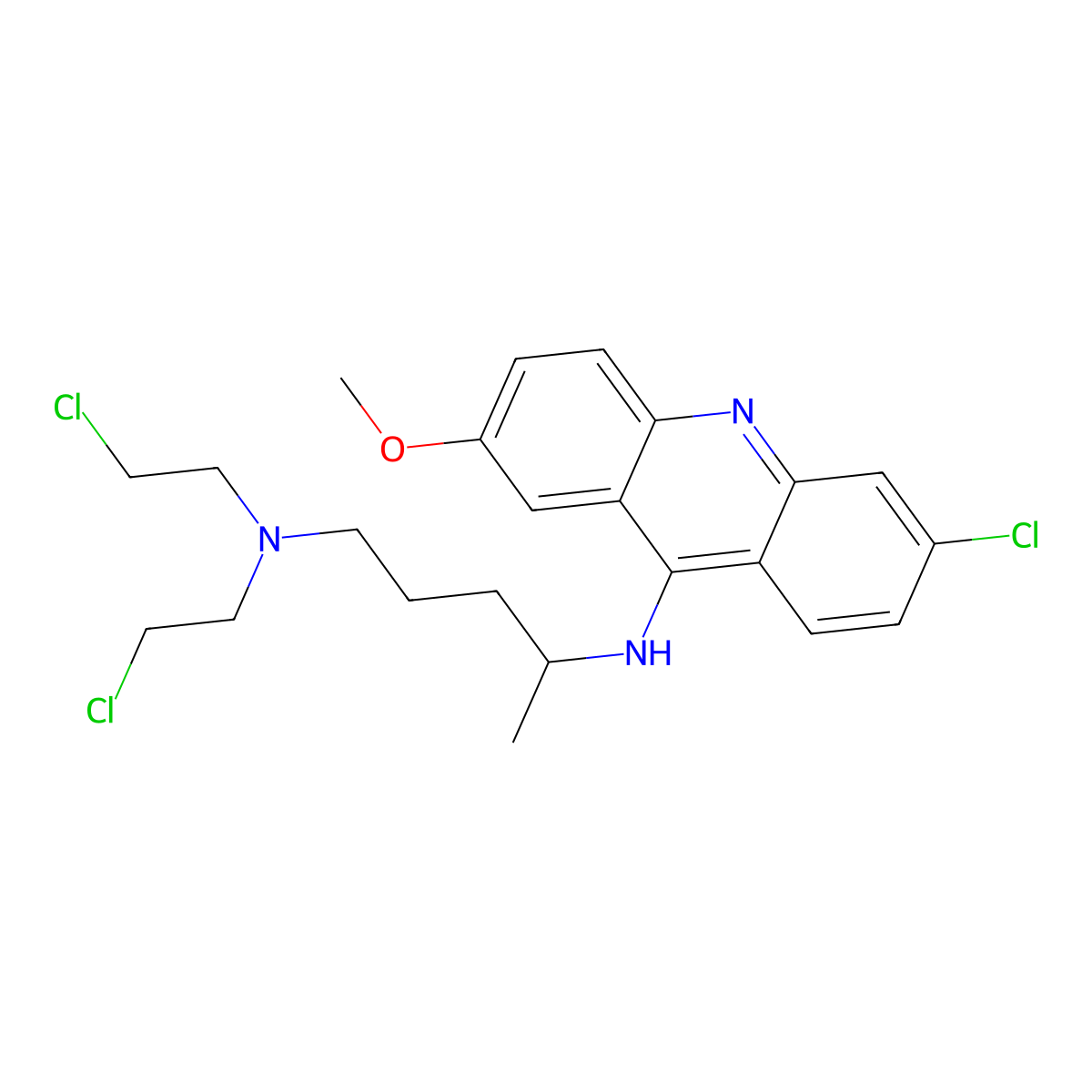 N1,N1-Bis(2-chloroethyl)-N4-(6-chloro-2-methoxy-9-acridinyl)-1,4-pentanediamine molecular structure, CAS 4213-45-0