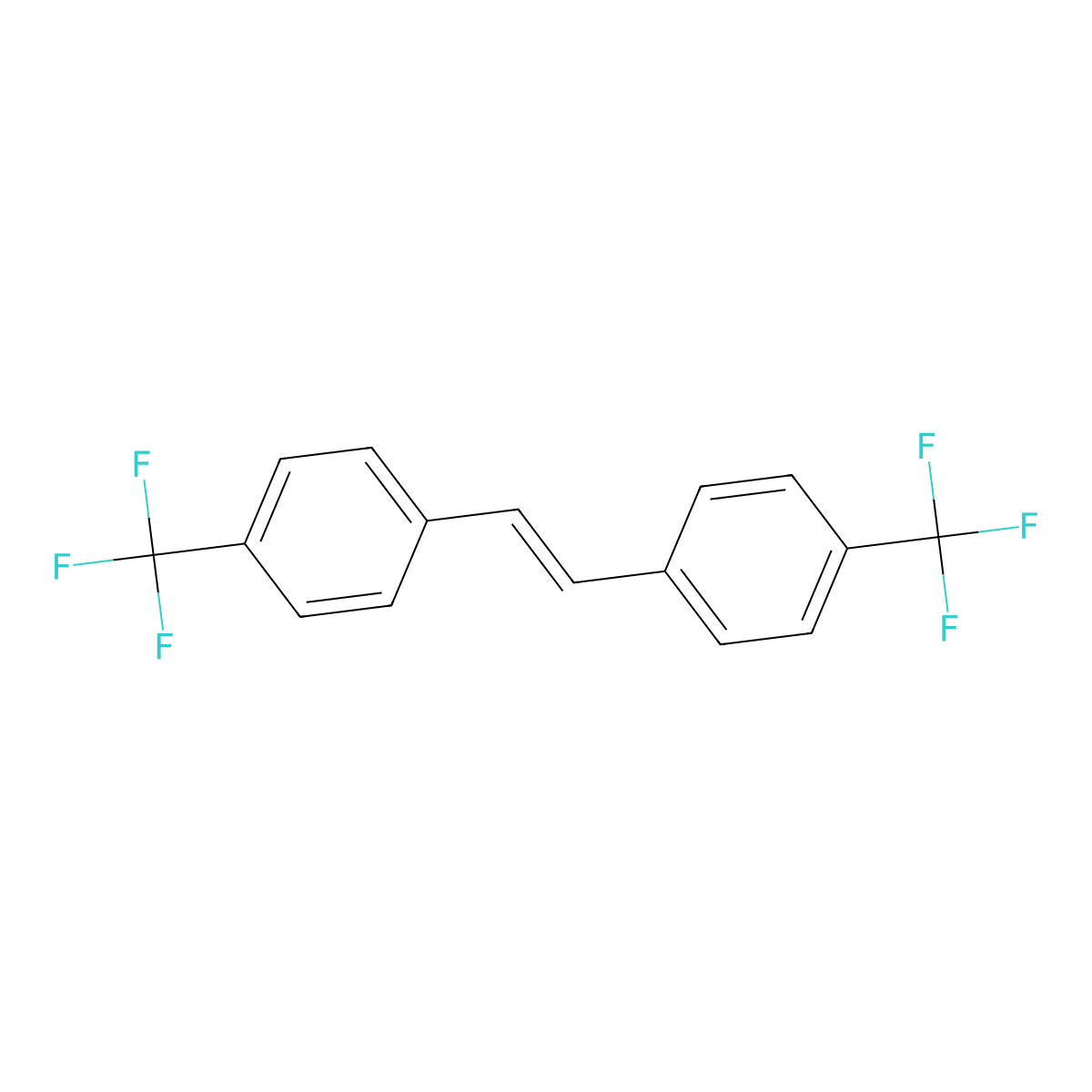 (E)-1,2-Bis(4-(trifluoromethyl)phenyl)ethene molecular structure, CAS 42134-74-7