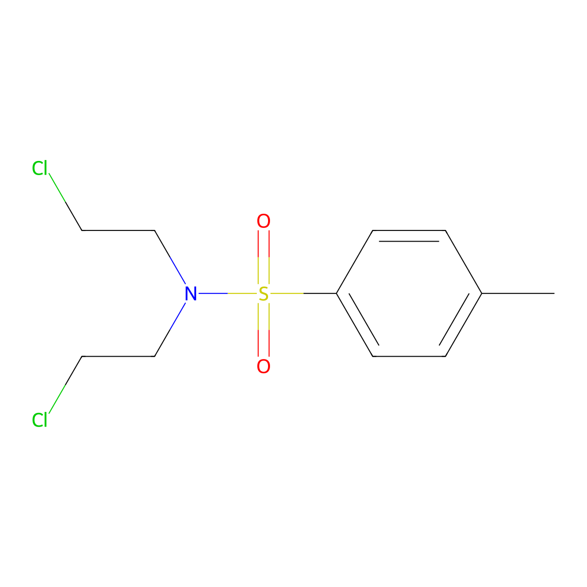N,N-bis(2-chloroethyl)-p-toluenesulphonamide molecular structure, CAS 42137-88-2