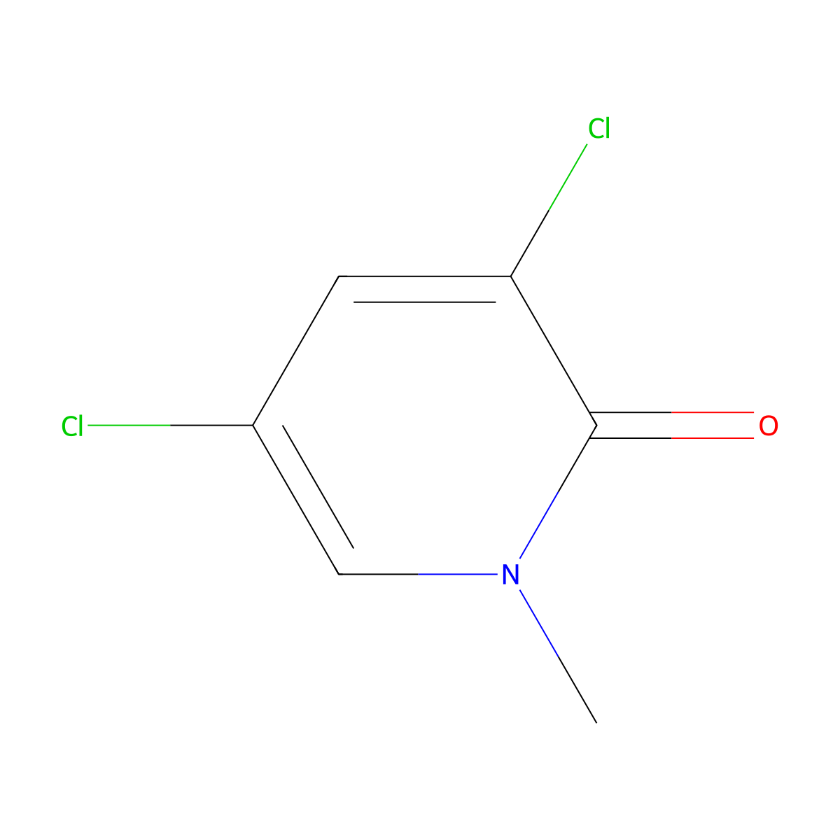 N-methyl-3,5-dichloro-2-pyridone molecular structure, CAS 4214-83-9