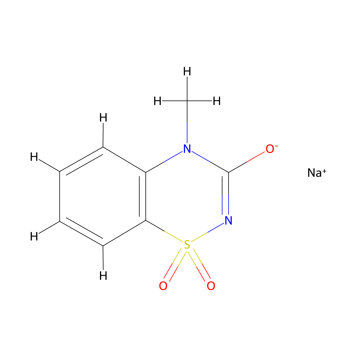 Sodium 4-methyl-1,1-dioxo-1,4-dihydro-1lambda~6~,2,4-benzothiadiazin-3-olate molecular structure, CAS 42140-55-6