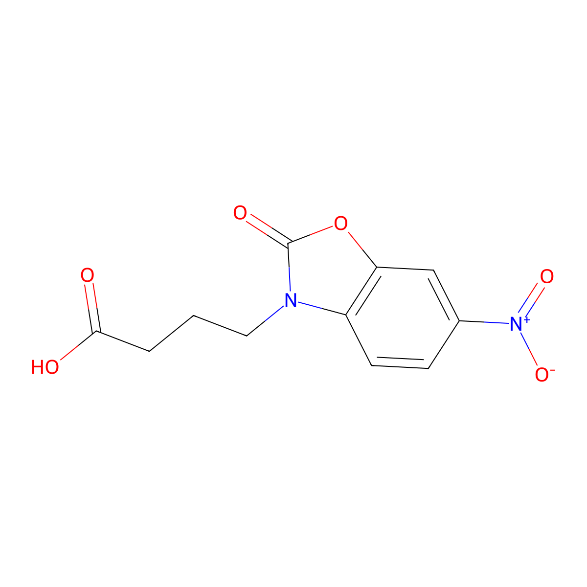 4-(6-nitro-2-oxo-1,3-benzoxazol-3(2H)-yl)butanoic acid molecular structure, CAS 42142-70-1