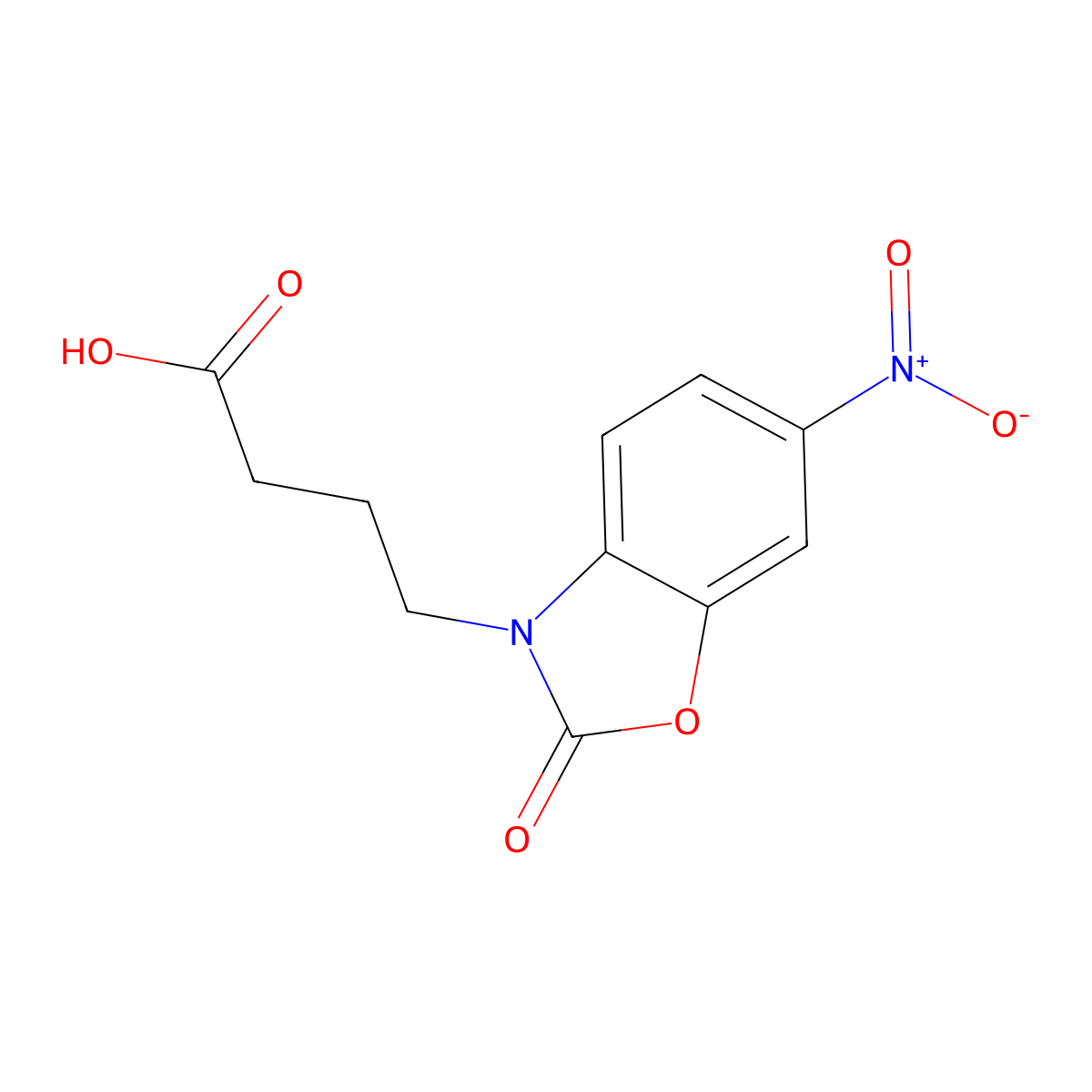 4-(6-nitro-2-oxo-1,3-benzoxazol-3(2H)-yl)butanoic acid molecular structure, CAS 42142-70-1