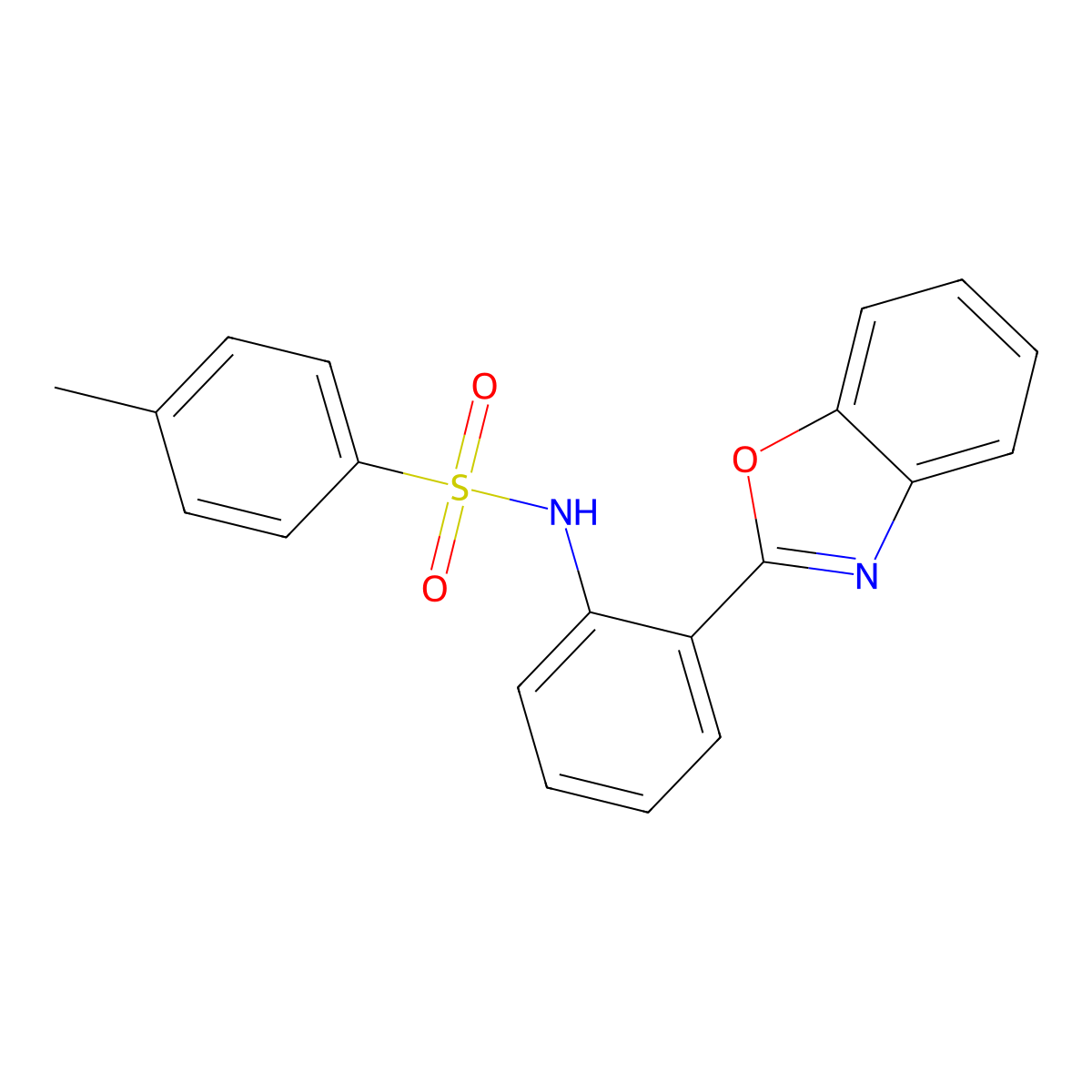 N-[2-(1,3-benzoxazol-2-yl)phenyl]-4-methylbenzenesulfonamide molecular structure, CAS 42143-49-7