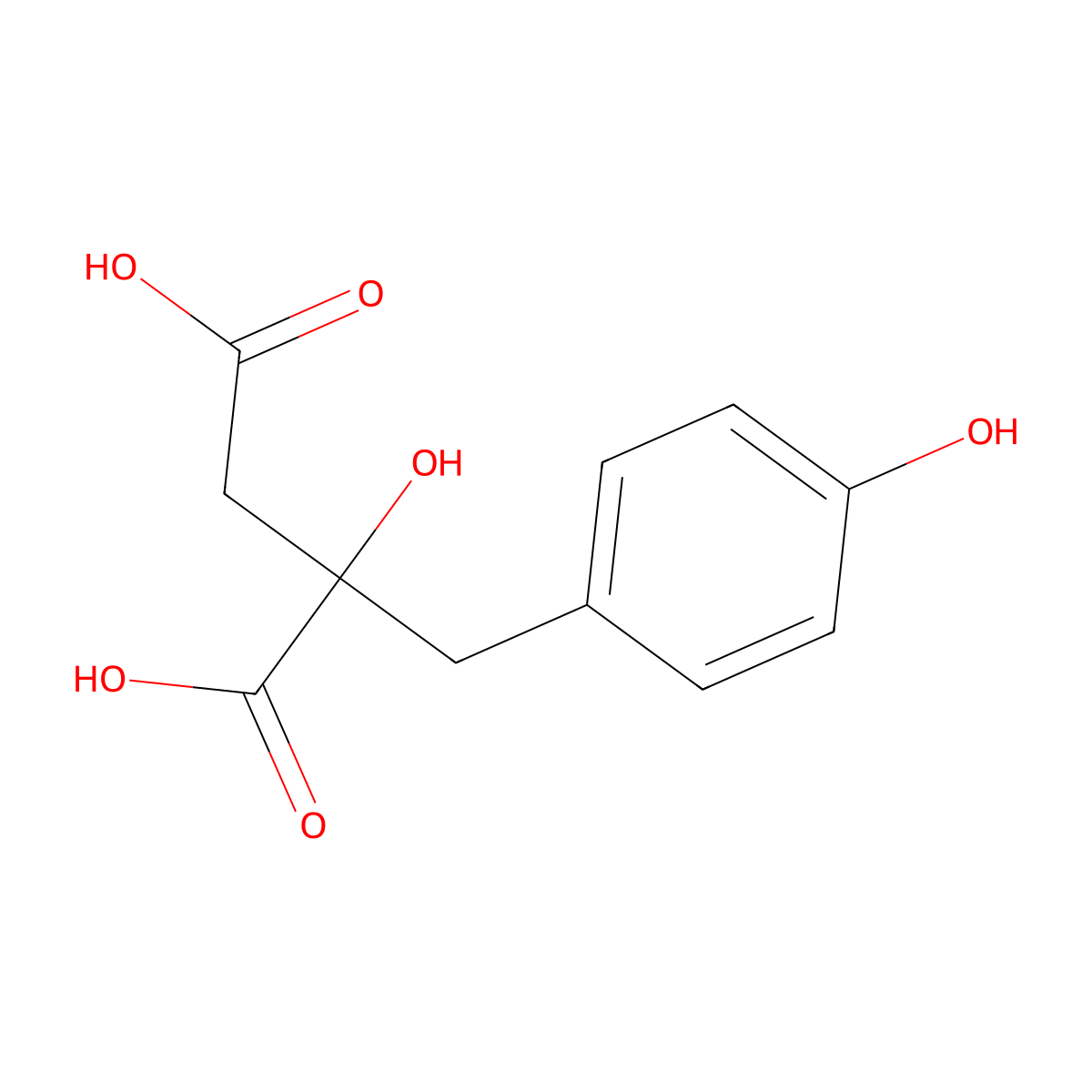 2-Hydroxy-2-((4-hydroxyphenyl)methyl)butanedioic acid molecular structure, CAS 42151-32-6