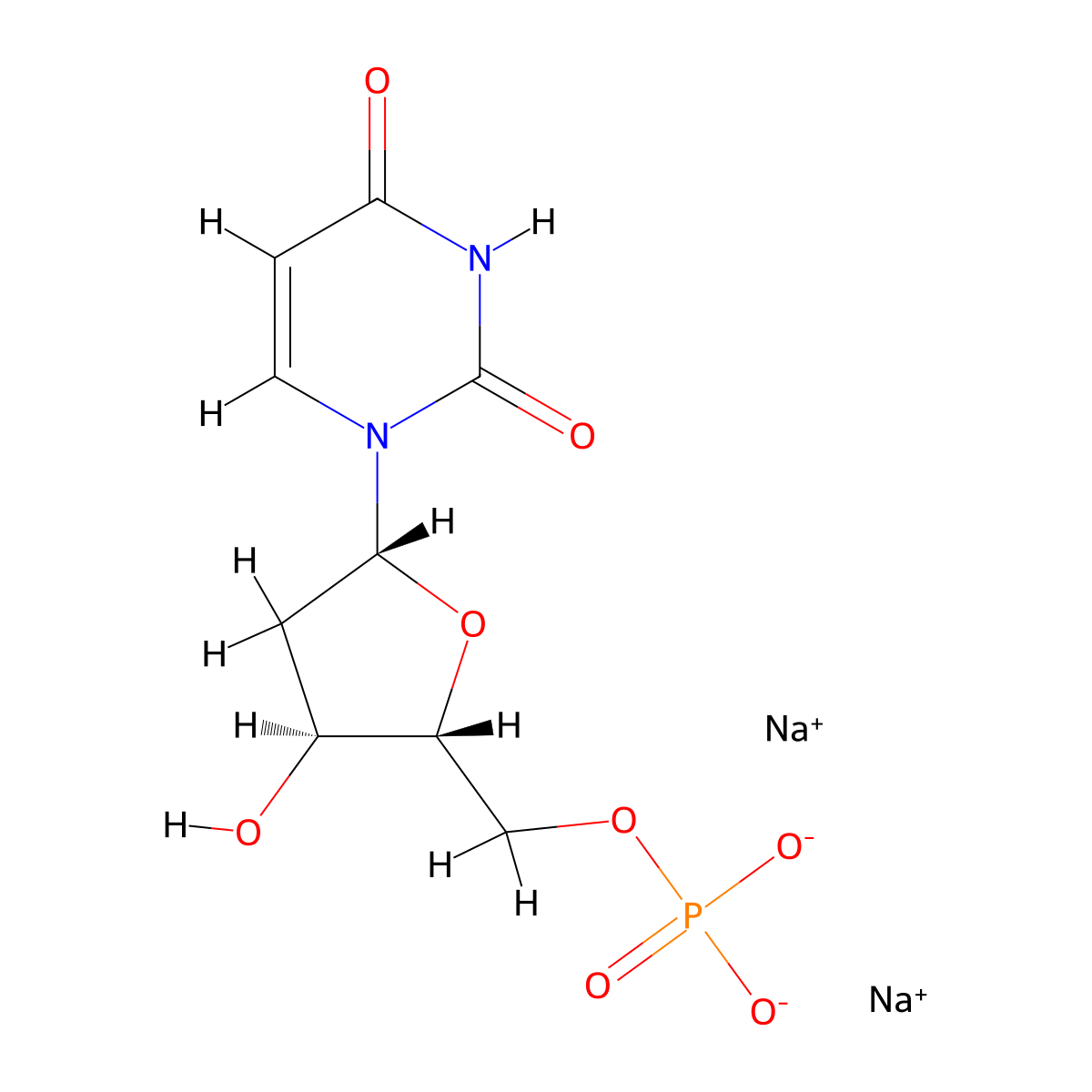 Disodium 2'-deoxyuridylate molecular structure, CAS 42155-08-8